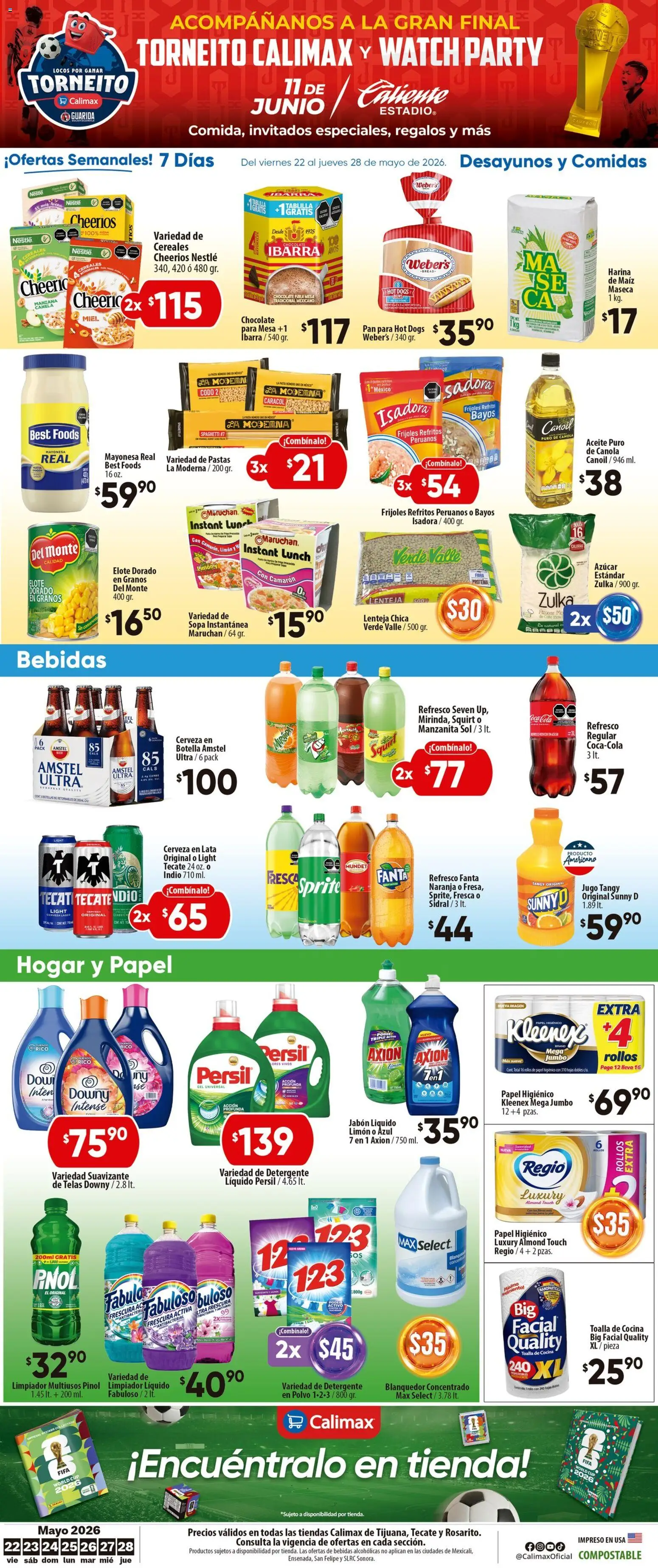 Nuevas ofertas de Calimax válidas en toda la República Mexicana desde el 22.05.2026. ¡Encuentra las mejores ofertas en Calimax folleto Tijuana! | Página: 6 | Productos: Harina, Manzana, Papel higiénico, Polvo