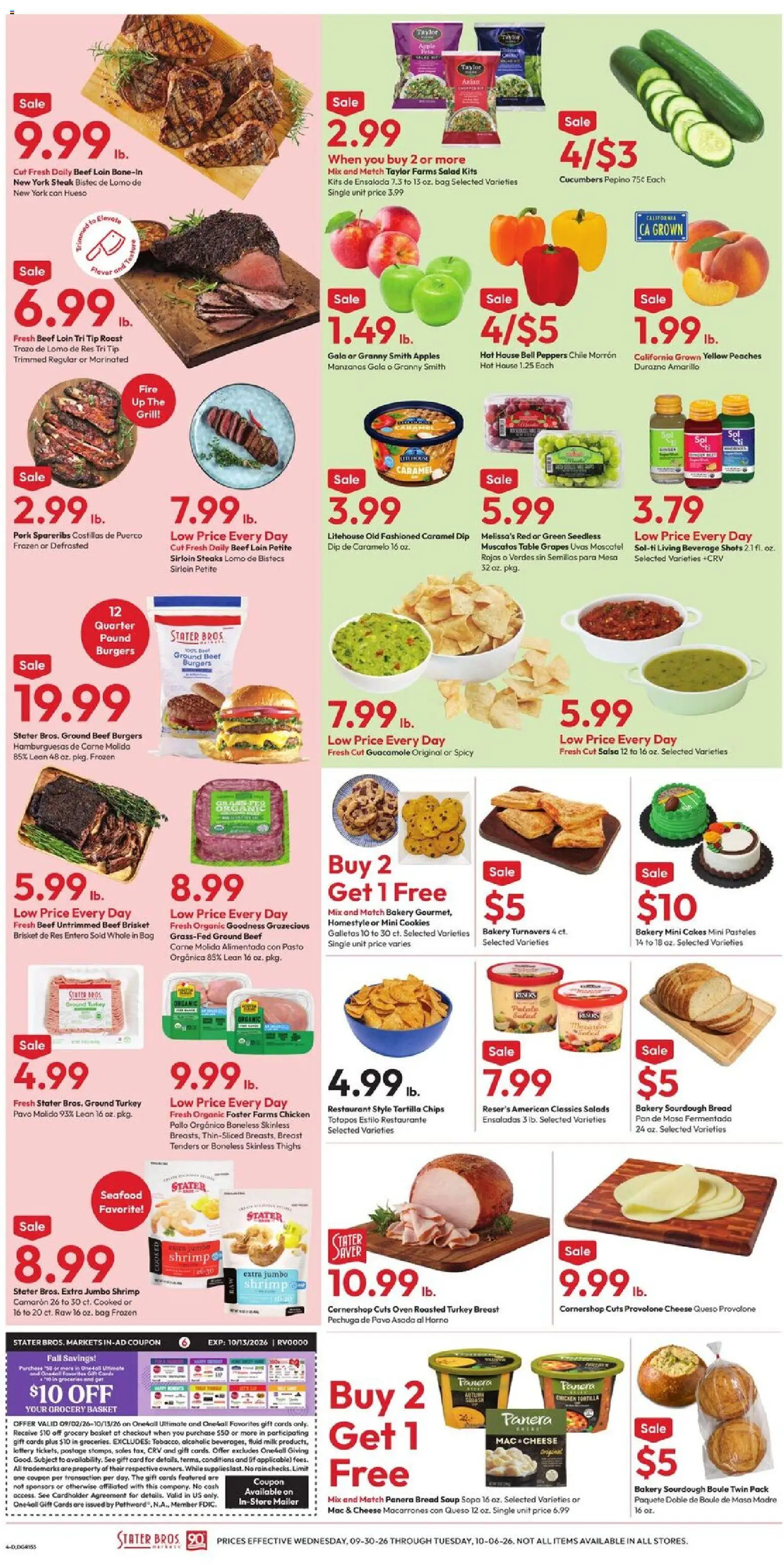 Stater Bros Weekly Ad - valid from 09/30/2026 | Page: 4 | Products: Peaches, Cookies, Ground beef, Grapes