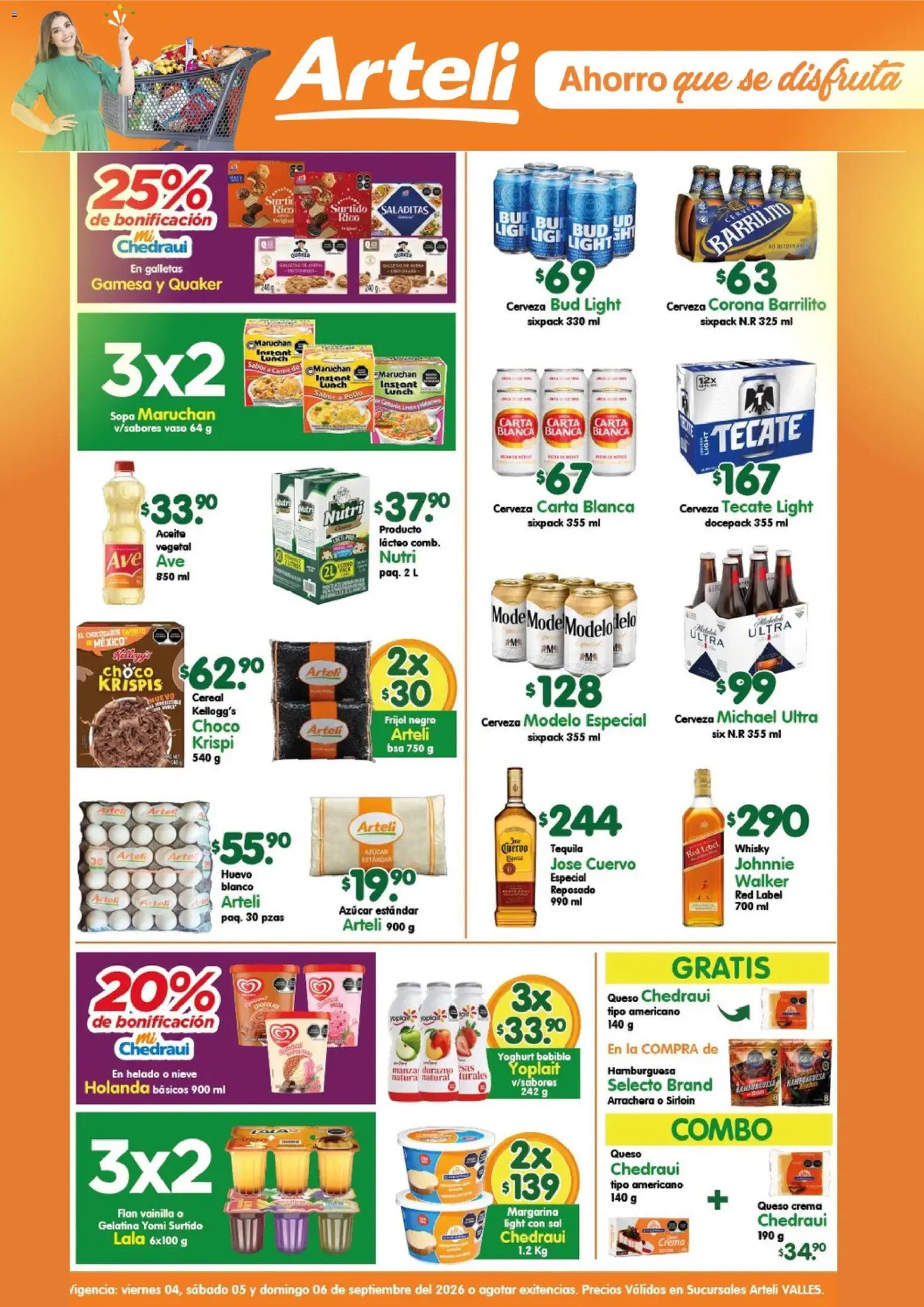 Nuevas ofertas de Arteli válidas en toda la República Mexicana desde el 04/09/2026. ¡Encuentra las mejores ofertas en Arteli folleto Valles! | Página: 1 | Productos: Sal, Crema, Queso, Helado