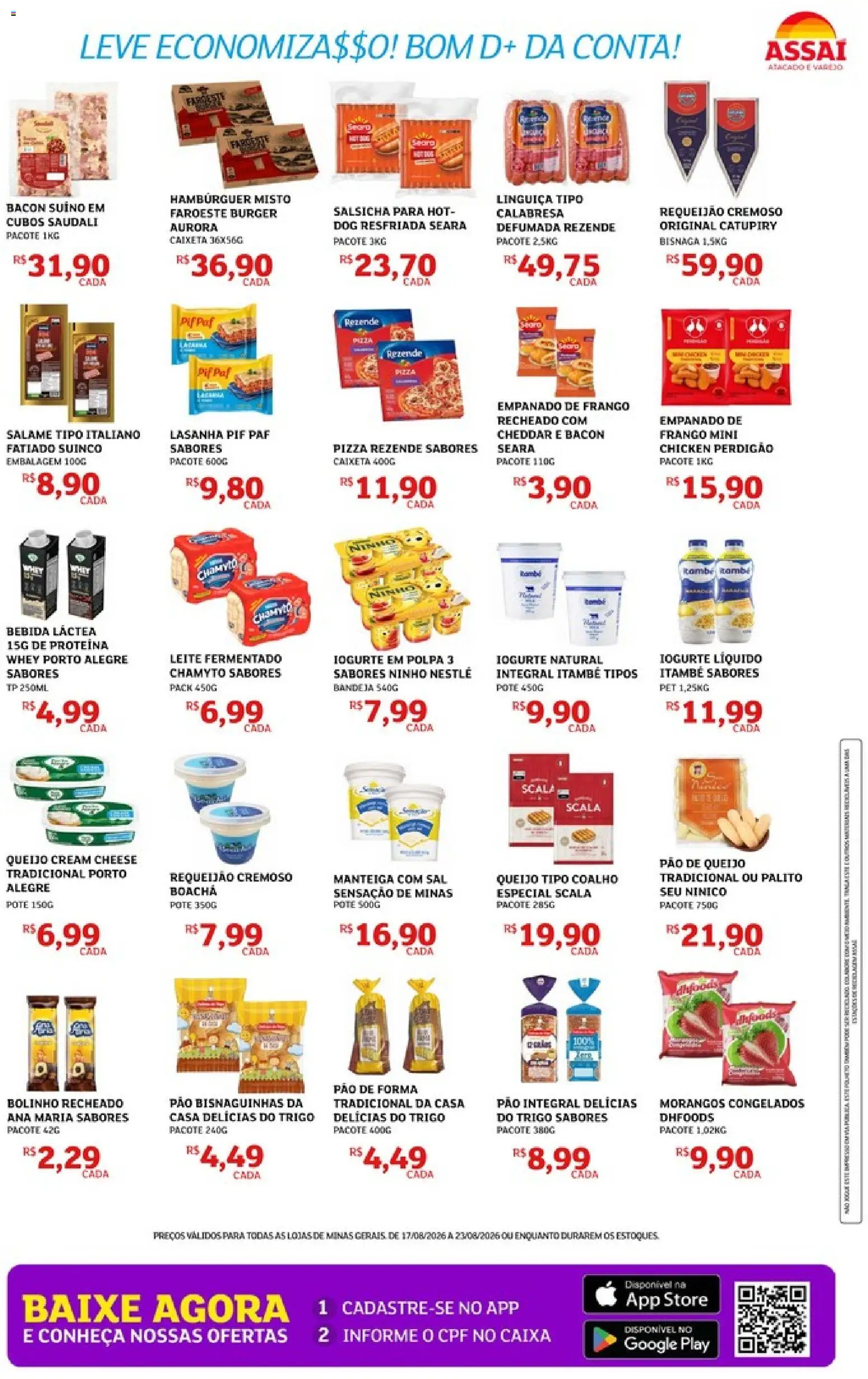 Assaí Atacadista Folheto - válido de 17/08/2026 | Página: 3 | Produtos: Morangos congelados, Iogurte, Pão, Proteína Whey