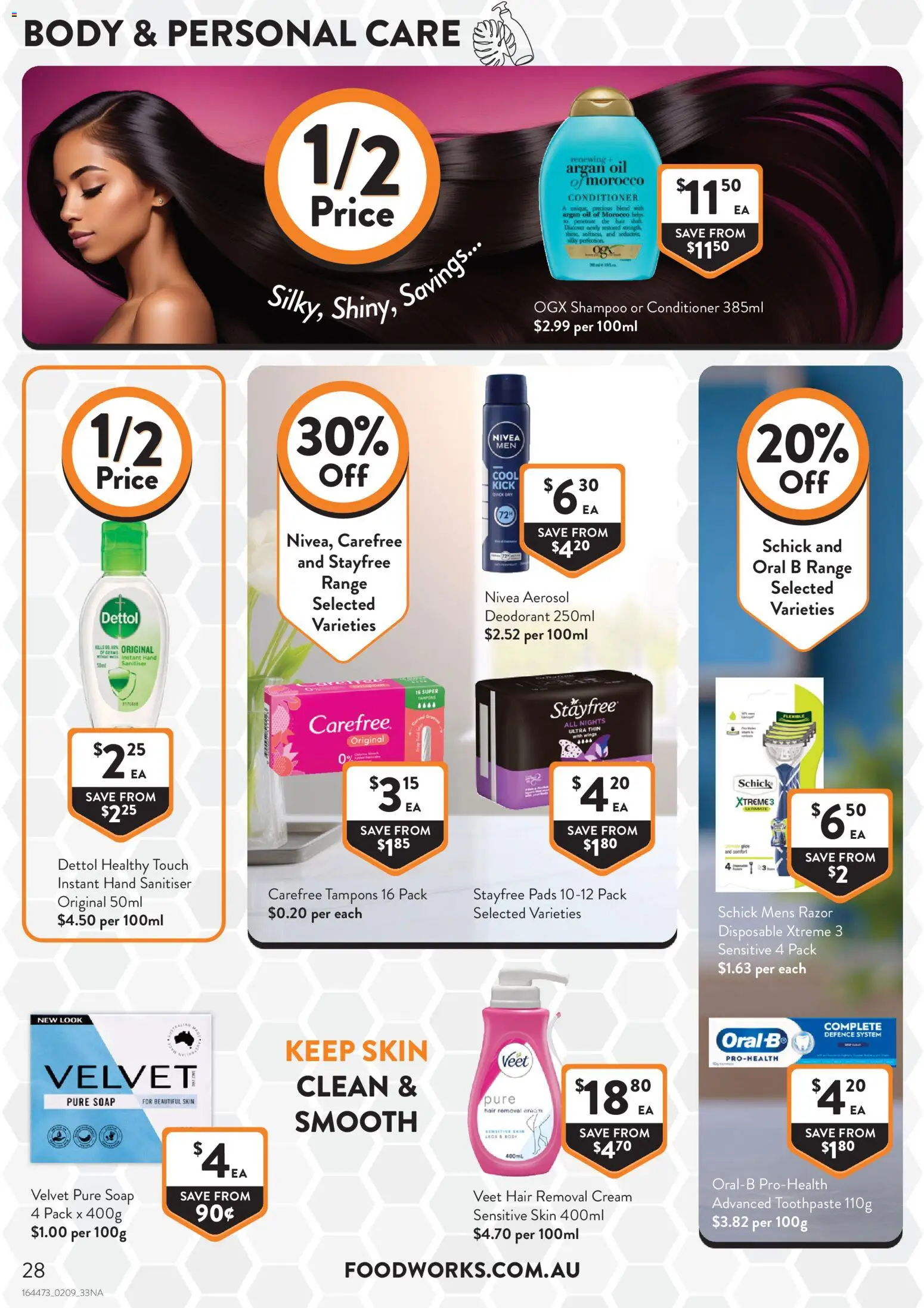 Foodworks catalogue - valid from 02/09/2026 | Page: 28 | Products: Soap, Hair removal, Sensitive skin, Tampons