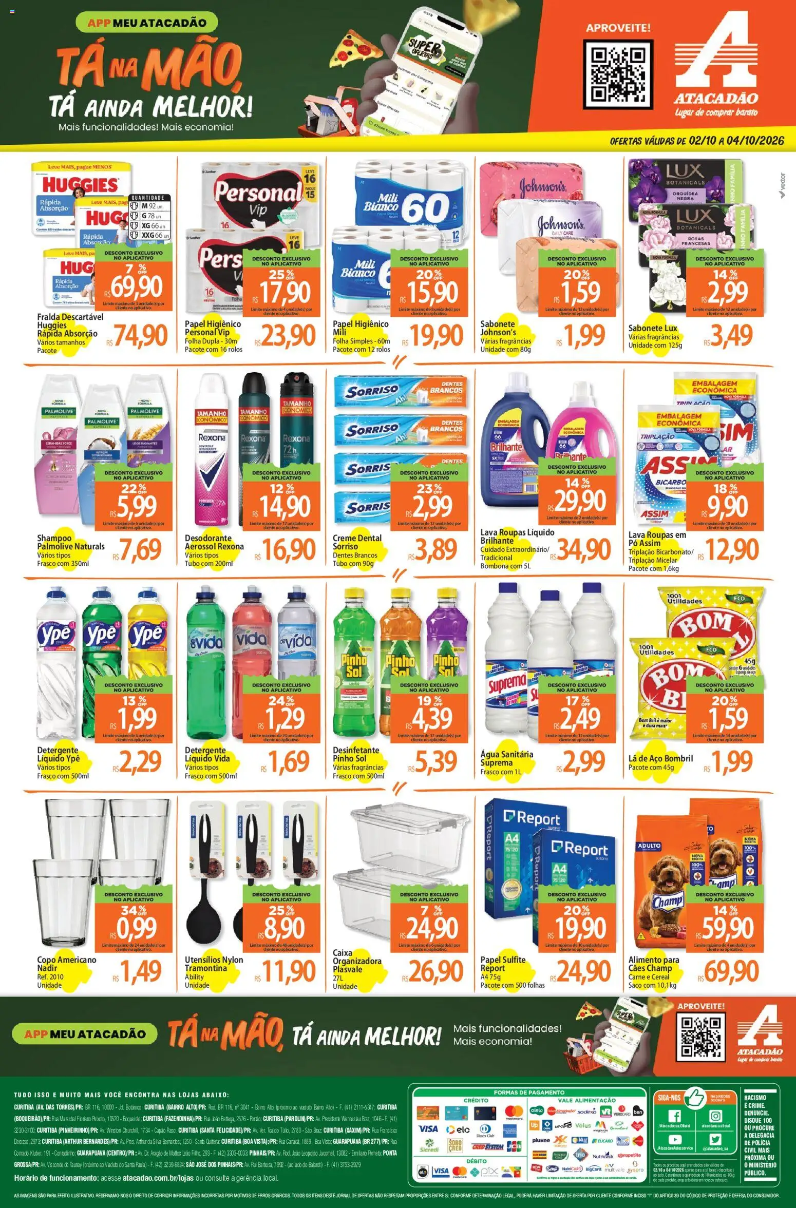 Atacadão Folheto - válido de 02/10/2026 | Página: 3 | Produtos: Papel sulfite, Carne, Creme, Rexona