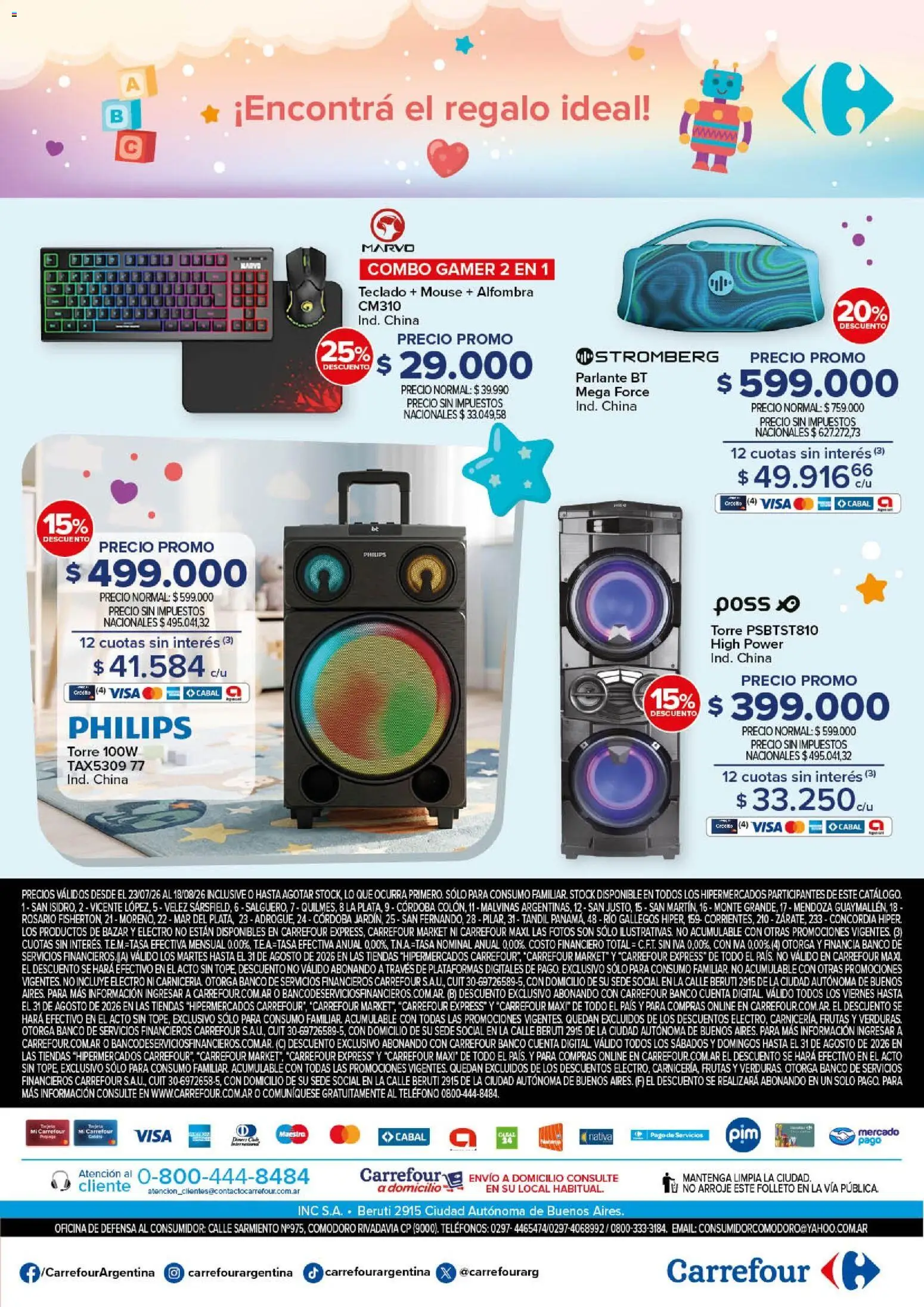 Carrefour - Dia de la Niñez │ válido desde el 23/07/2026 | Página: 39 | Productos: Teléfono, Rosario, Parlante, Mouse