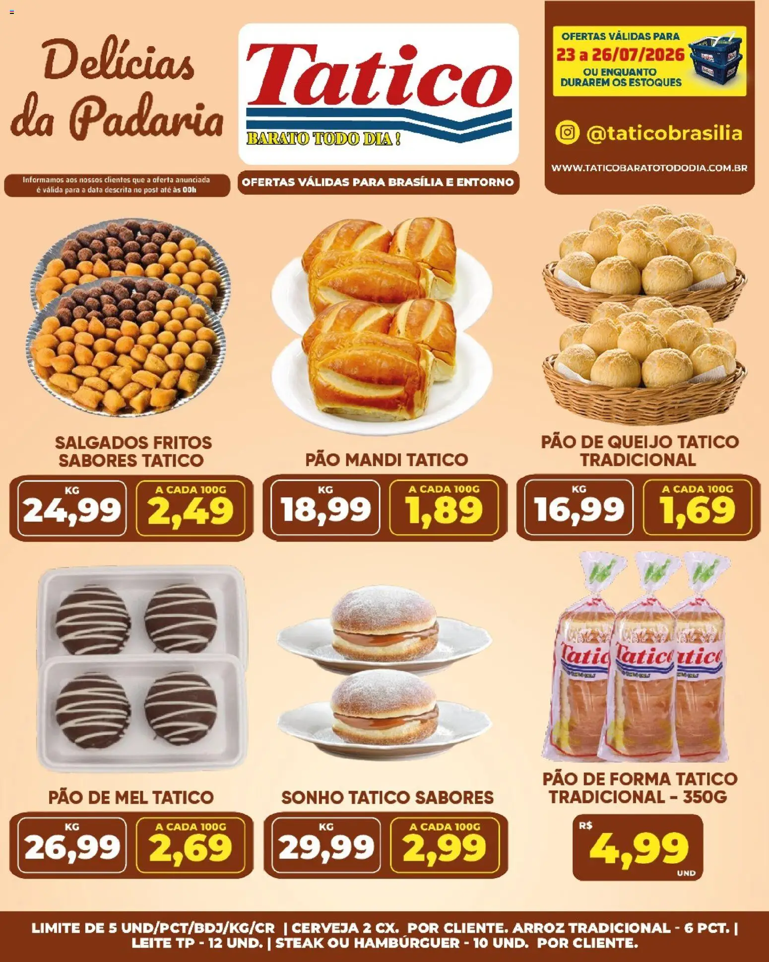 Tatico Folheto - válido de 23/07/2026 | Página: 18 | Produtos: Queijo, Cerveja, Arroz, Mel