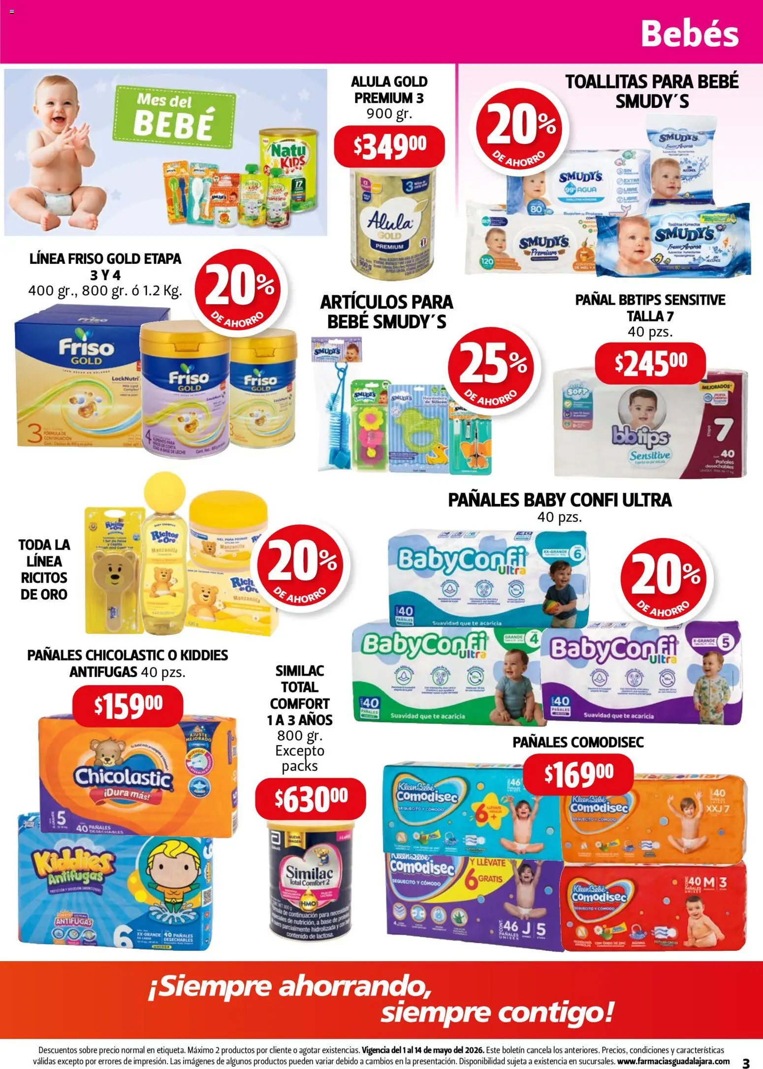 Nuevas ofertas de Farmacia Guadalajara válidas en toda la República Mexicana desde el 01.05.2026. ¡Encuentra las mejores ofertas en Farmacia Guadalajara catálogo! | Página: 3 | Productos: Agua, Pañales, Té, Sobre