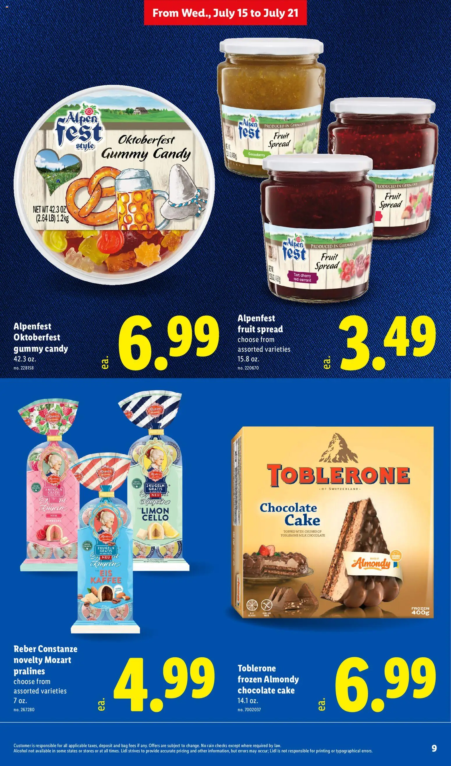 Lidl Weekly Ad - valid from 07/15/2026 | Page: 9 | Products: Bakery, Milk, Chocolate, Bag