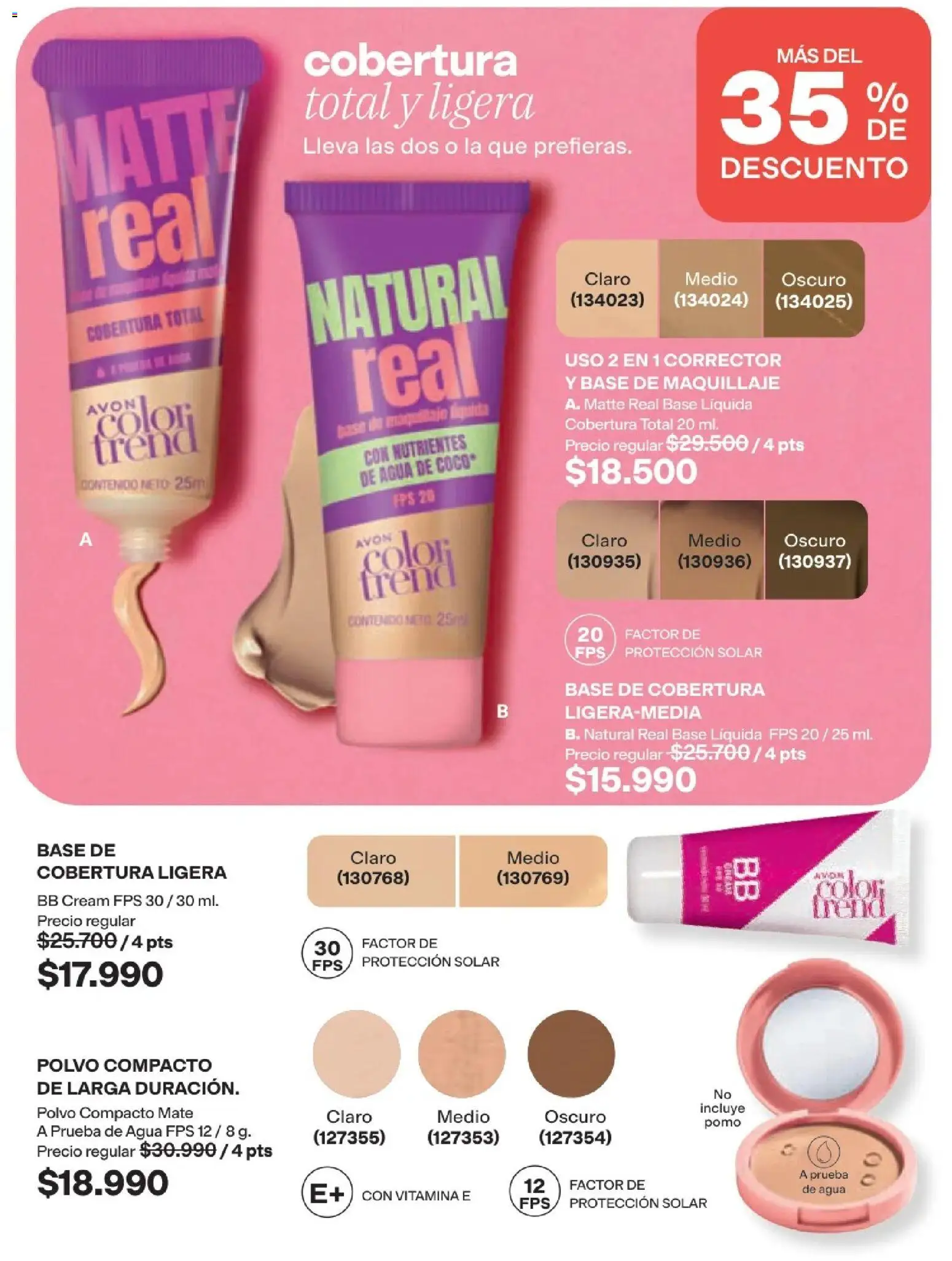 Avon revista - valida desde el 16/08/2026 | Página: 61 | Productos: Base de maquillaje, Polvo, Coco, Corrector
