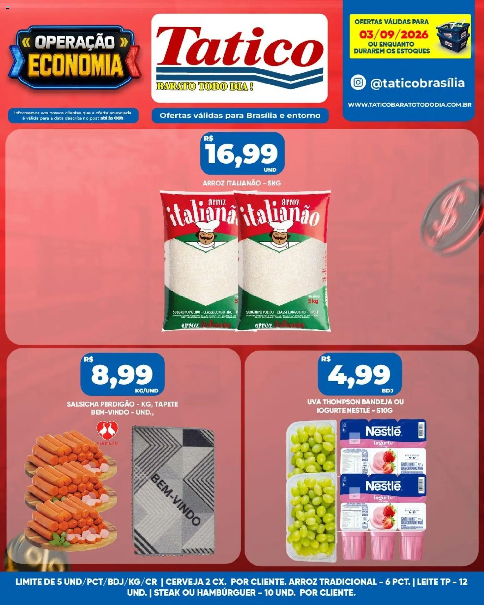 Tatico Folheto - válido de 03/09/2026 | Página: 8 | Produtos: Steak, Uva, Salsicha, Hambúrguer