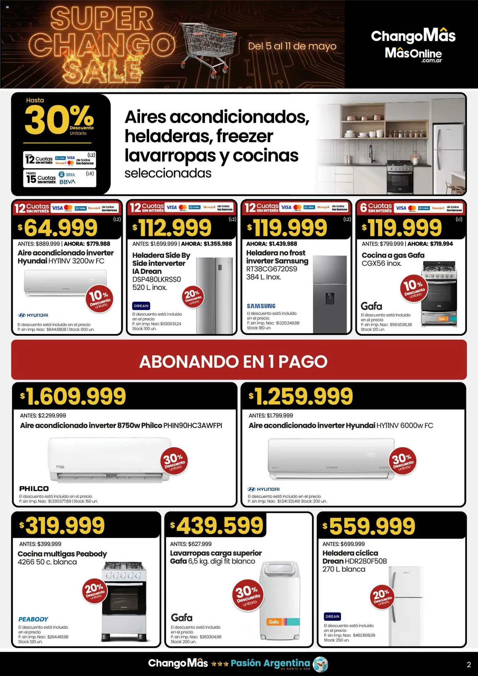 Punto Mayorista Super Chango Sale │ válido desde el 05.05.2026 | Página: 3 | Productos: Cocina, Aire acondicionado, Lavarropas, Freezer