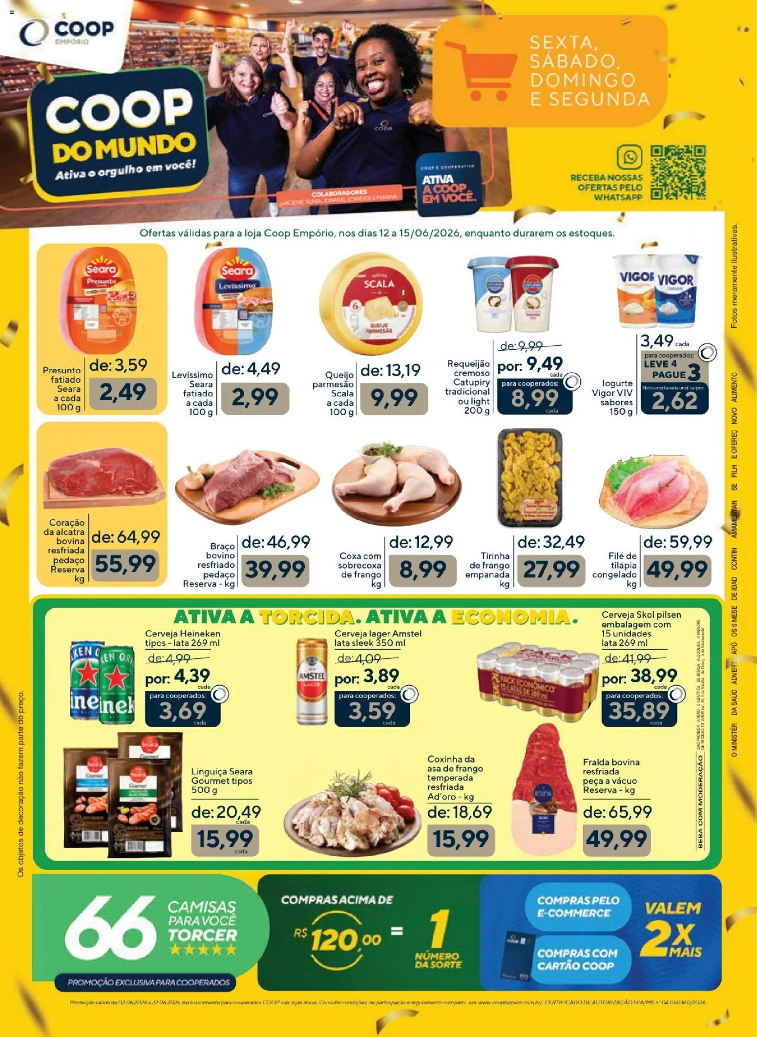 Coop Folheto - válido de 12.06.2026 | Página: 1 | Produtos: Linguiça, Parmesão, Frango, Camisas