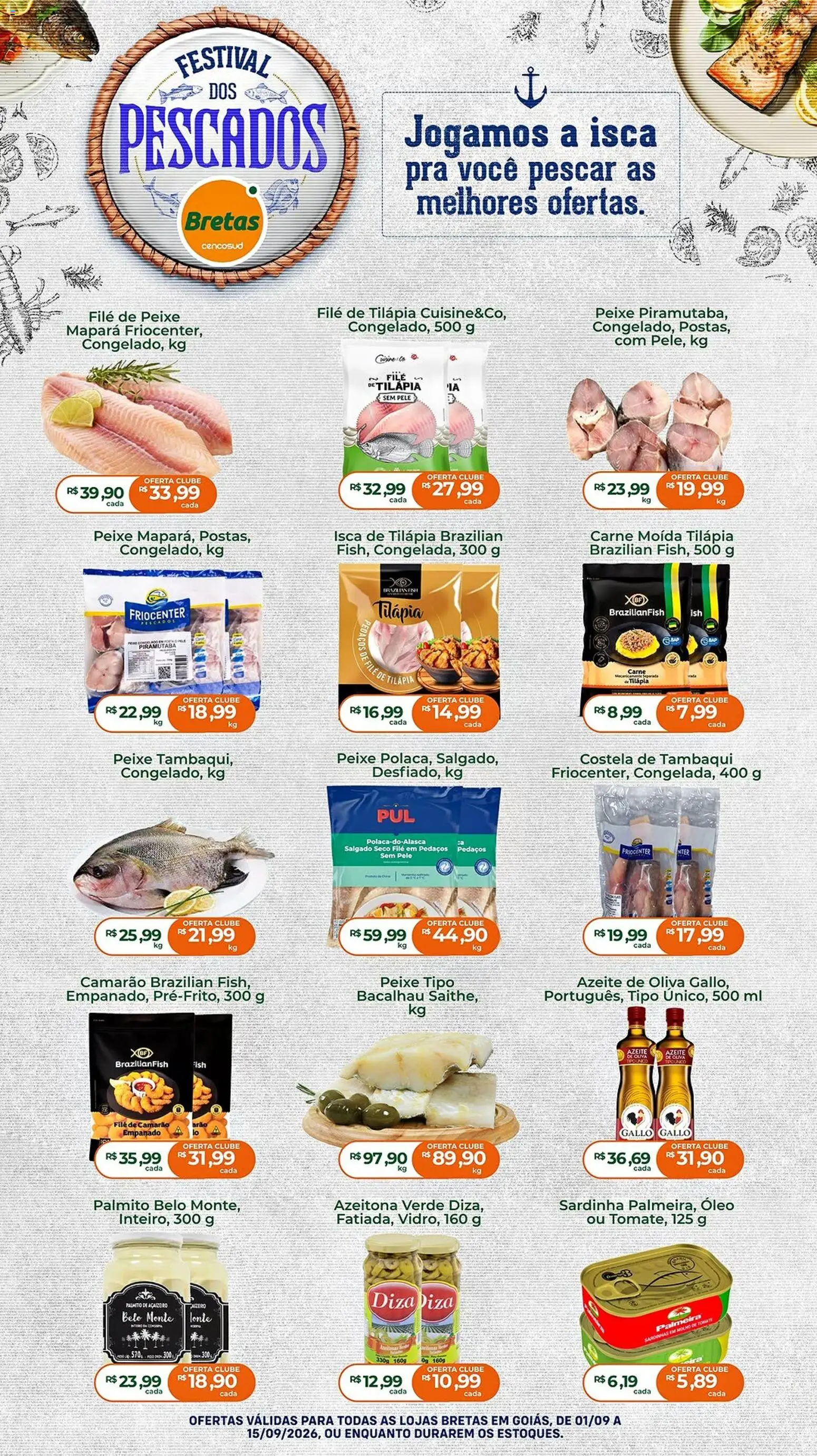 Bretas Folheto - válido de 01/09/2026 | Página: 1 | Produtos: Lente, Camarão, Azeite de oliva, Carne moída