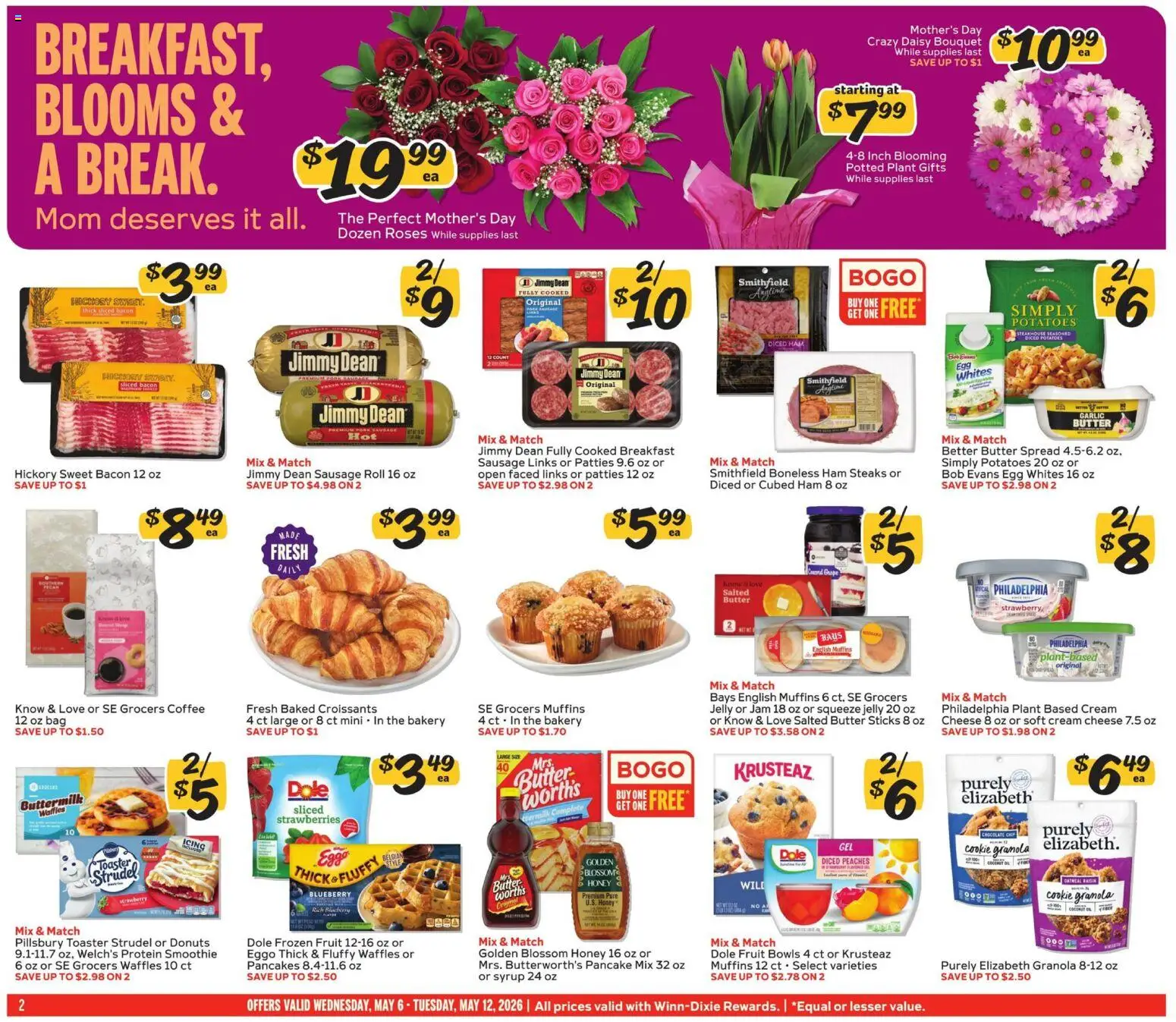 Winn Dixie Weekly Circular - FL - valid from 06.05.2026 | Page: 2 | Products: Chocolate, Ham, Strawberries, Bag