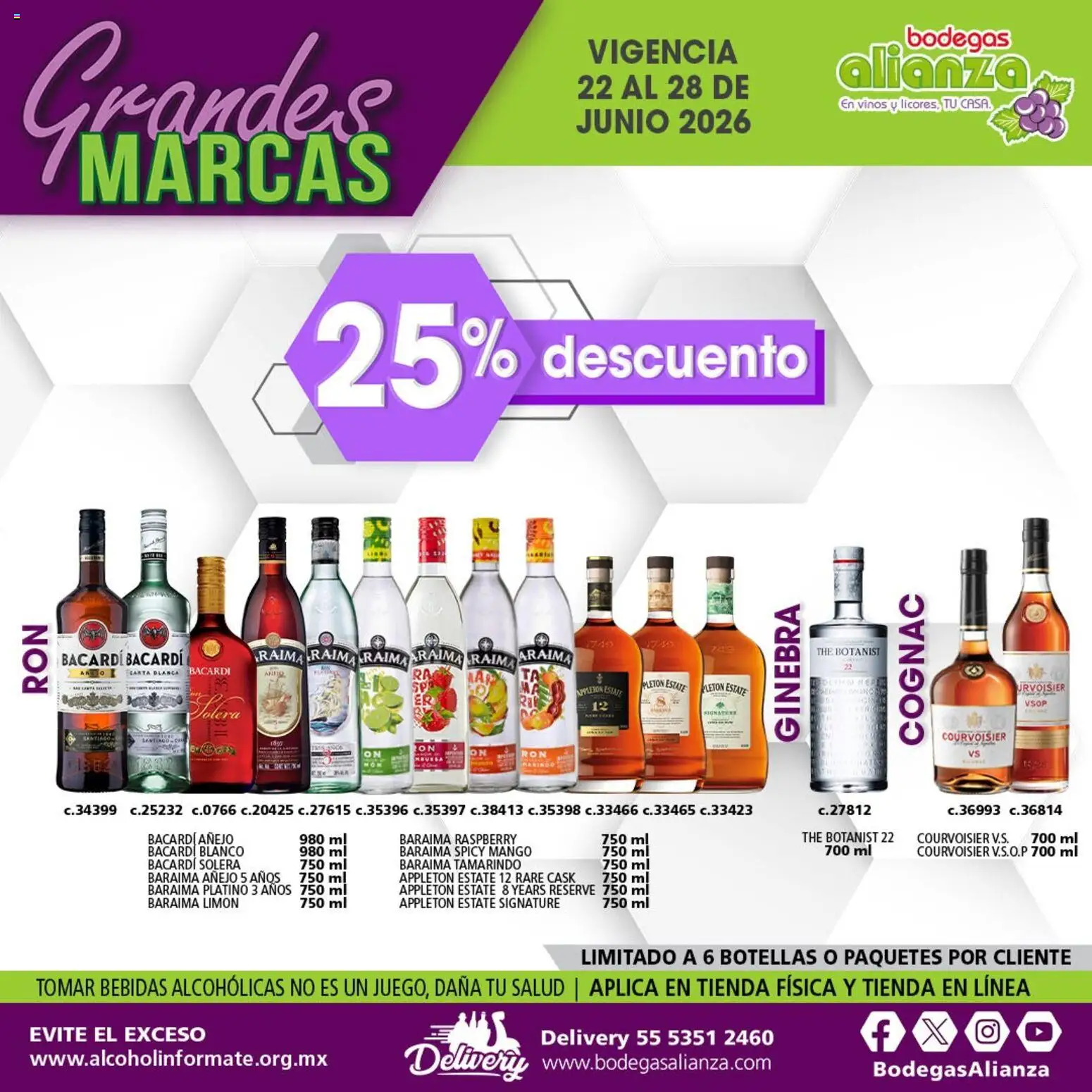 Nuevas ofertas de Bodegas Alianza válidas en toda la República Mexicana desde el 22/06/2026. ¡Encuentra las mejores ofertas en Bodegas Alianza catálogo Grandes Marcas! | Página: 8 | Productos: Limón, Mango, Ginebra