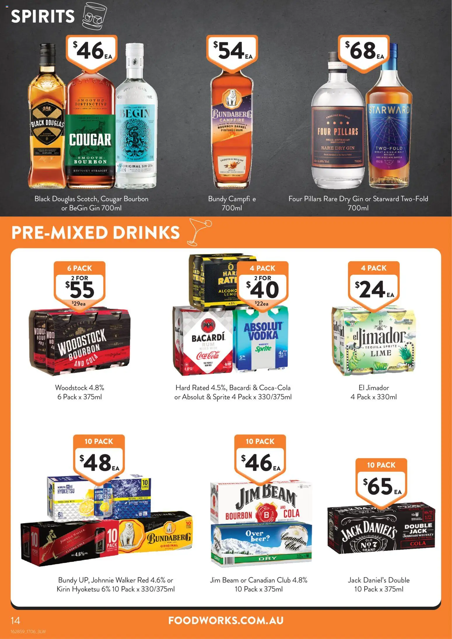 Foodworks catalogue - valid from 24/06/2026 | Page: 14 | Products: Beer, Bourbon, Coca Cola, Lime