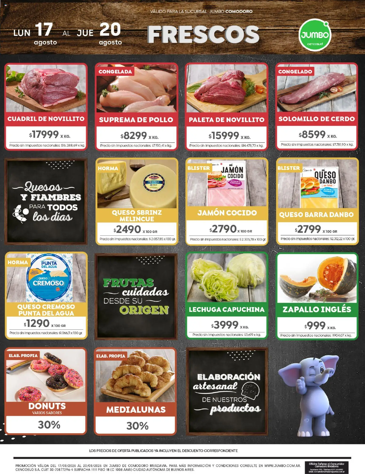 Jumbo - Ofertas | Comodoro │ válido desde el 17/08/2026 | Página: 1 | Productos: Cuadril, Agua, Queso, Jamón