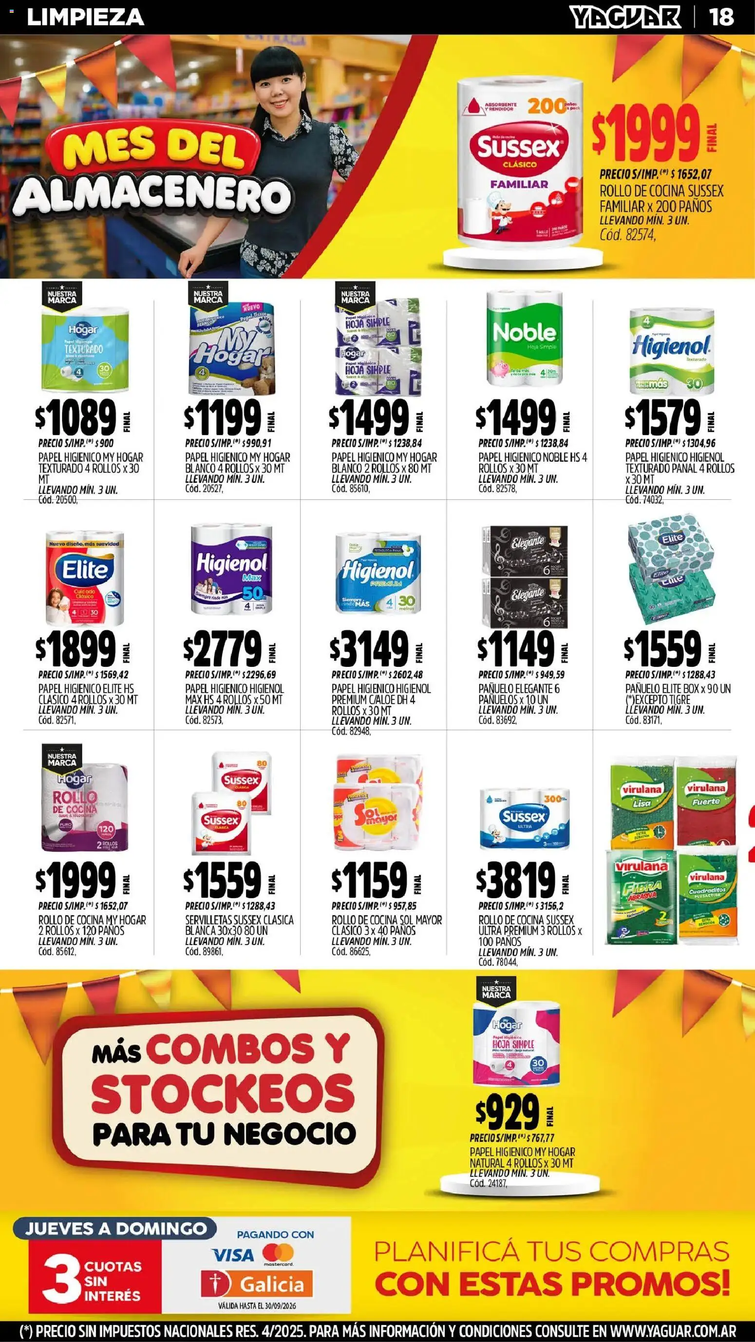 Yaguar - Oferta Semanal General Roca │ válido desde el 31/08/2026 | Página: 18 | Productos: Papel higiénico, Pañuelo, Servilletas, Huevo