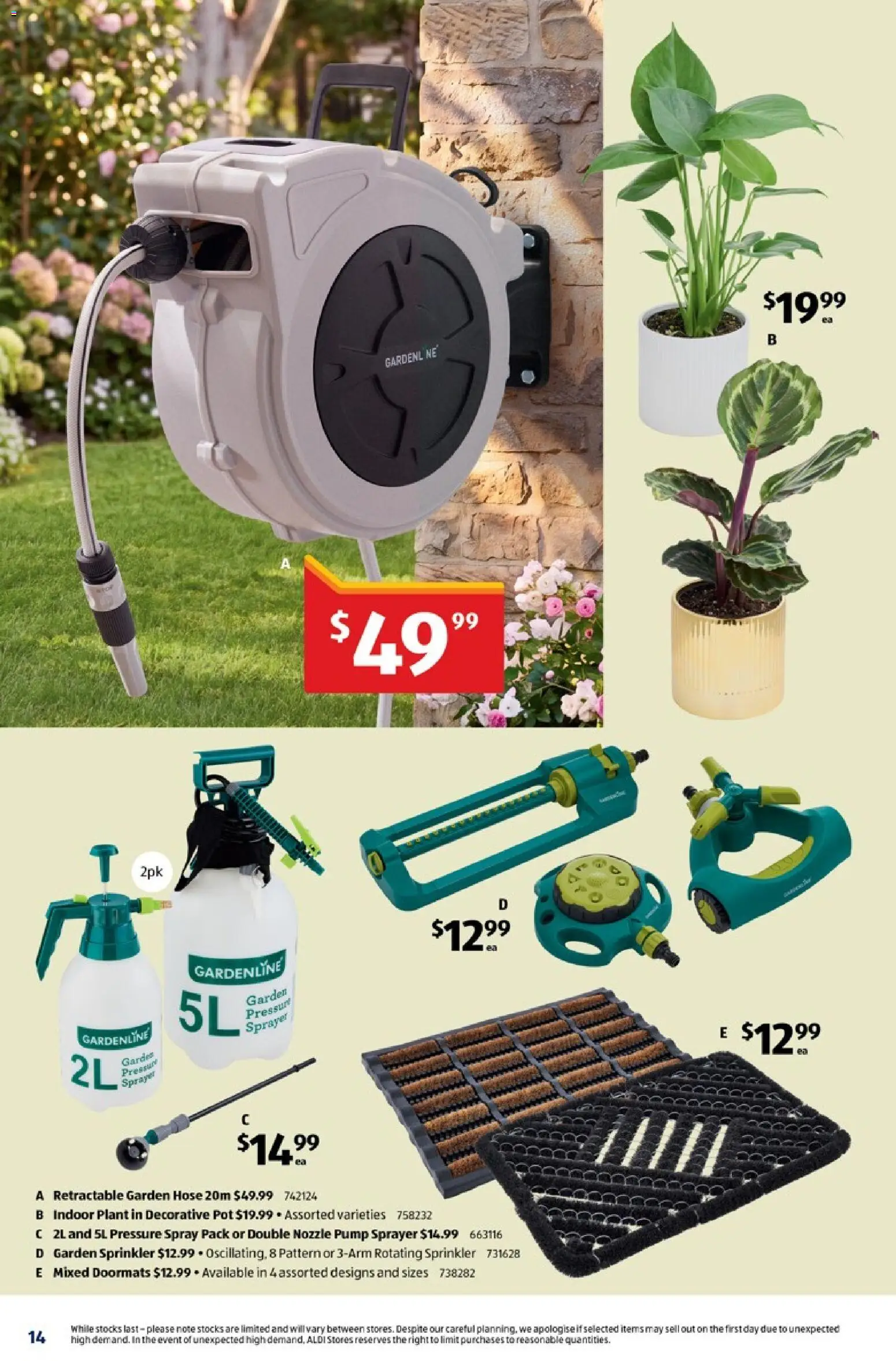 Aldi catalogue - valid from 07/10/2026 | Page: 14 | Products: Doormat, Garden hose, Pot, Plant