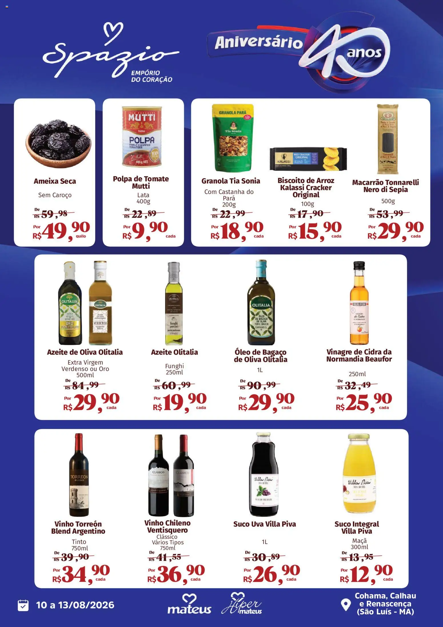 Mateus Folheto - válido de 10/08/2026 | Página: 3 | Produtos: Biscoito, Vinagre, Óleo, Macarrão