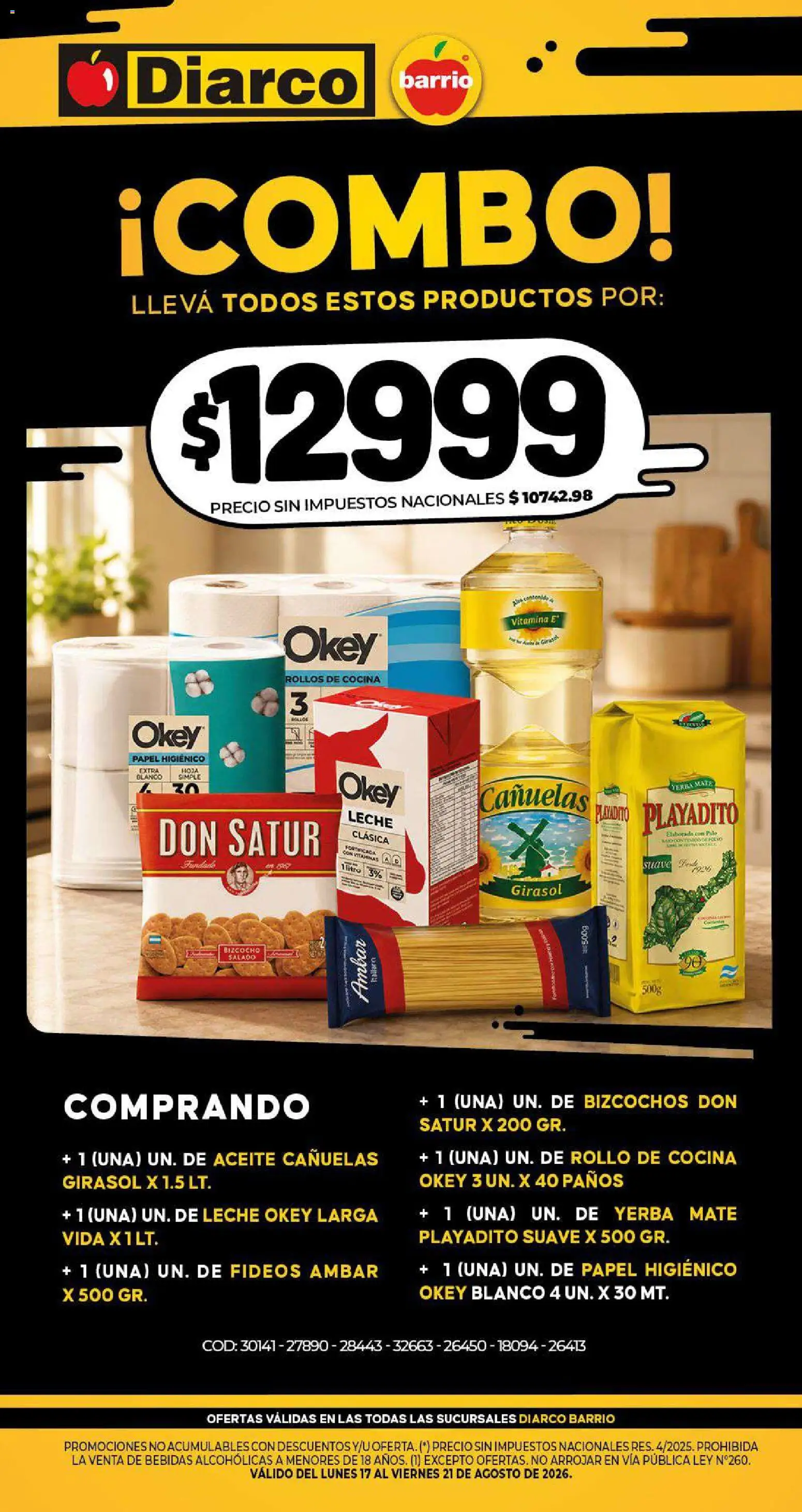 Diarco - Especial Locura De Precios │ válido desde el 17/08/2026 | Página: 2 | Productos: Cocina, Bebidas, Fideos, Bizcochos