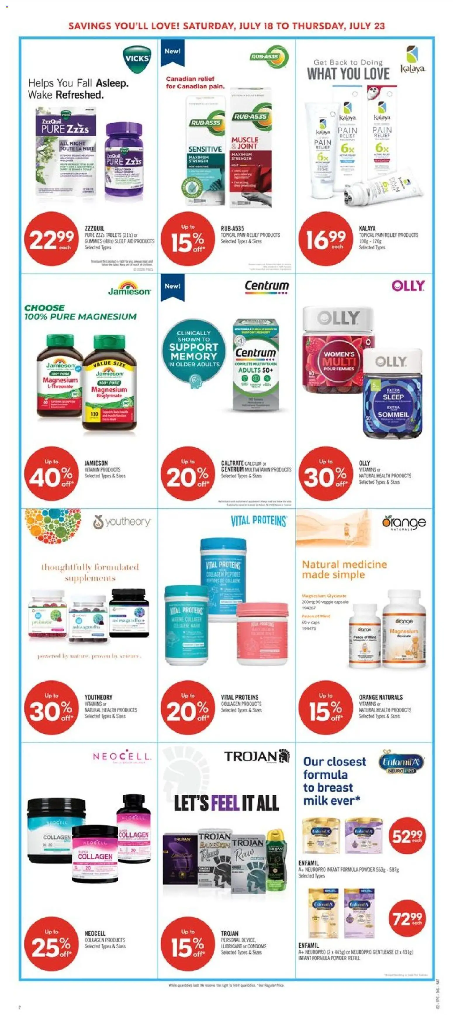 Shoppers flyer valid from Jul 17, 2026 | Page: 13 | Products: Lubricant, Multivitamin, Powder, Milk
