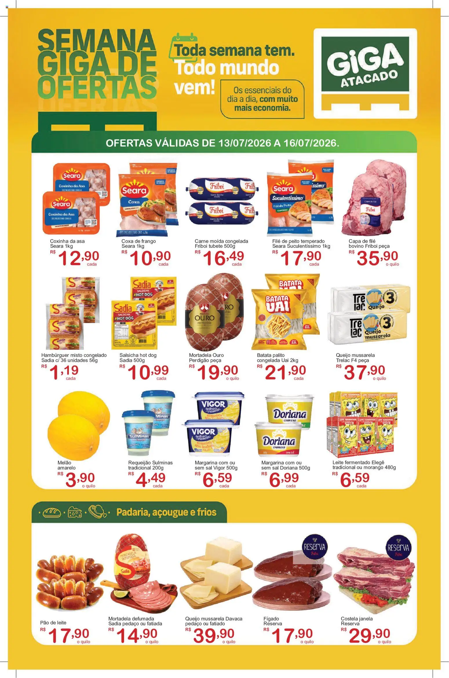 GIGA Atacado Folheto - válido de 13/07/2026 | Página: 1 | Produtos: Coxa de frango, Carne, Batata, Leite fermentado