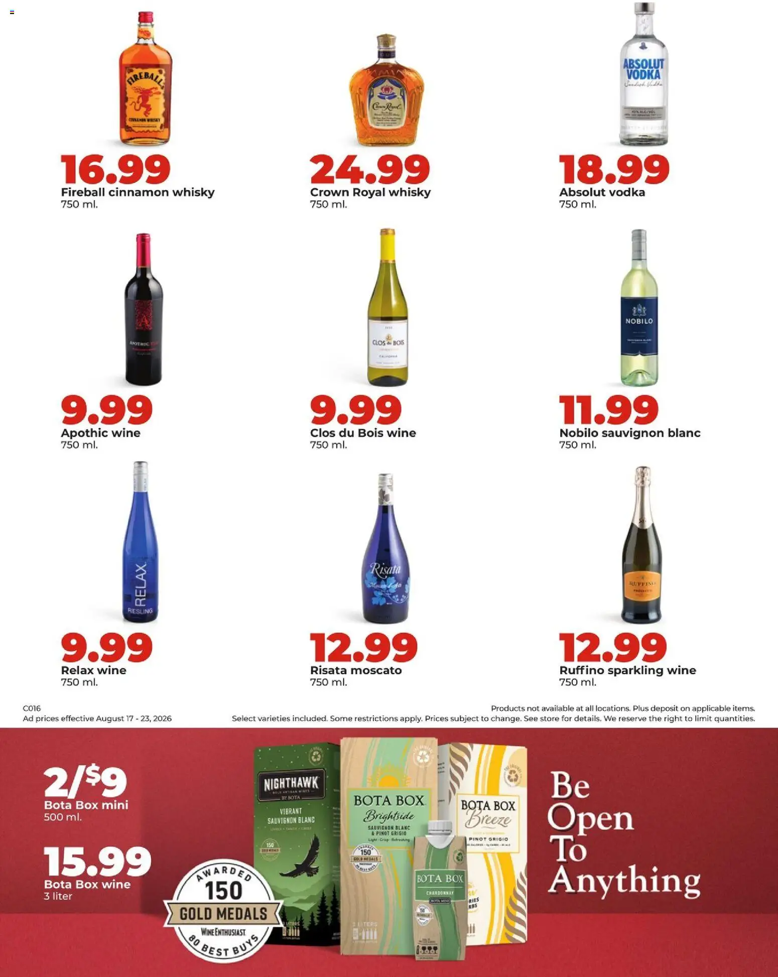 HyVee Weekly Ad - valid from 08/17/2026 | Page: 41 | Products: Box, Wine, Absolut vodka, Vodka
