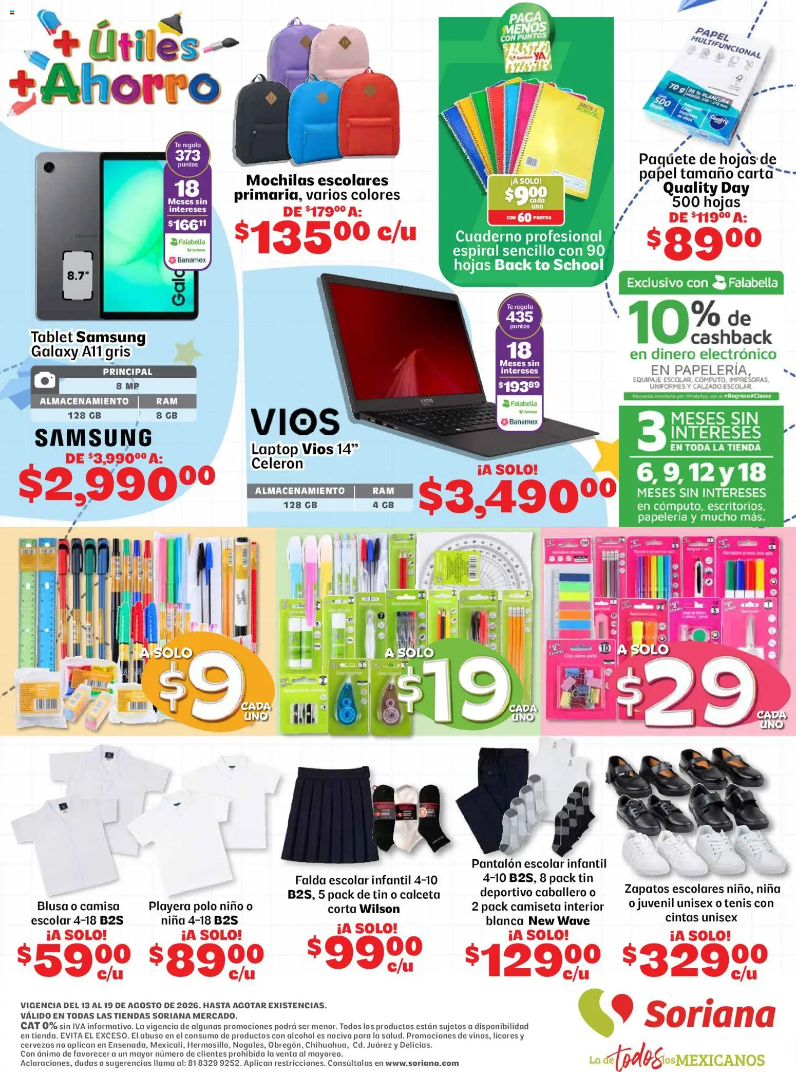 Nuevas ofertas de Soriana válidas en toda la República Mexicana desde el 13/08/2026. ¡Encuentra las mejores ofertas en Soriana Ahorro constante y sonante Mercado Nacional! | Página: 8 | Productos: Blusa, Tablet, Camiseta, Laptop