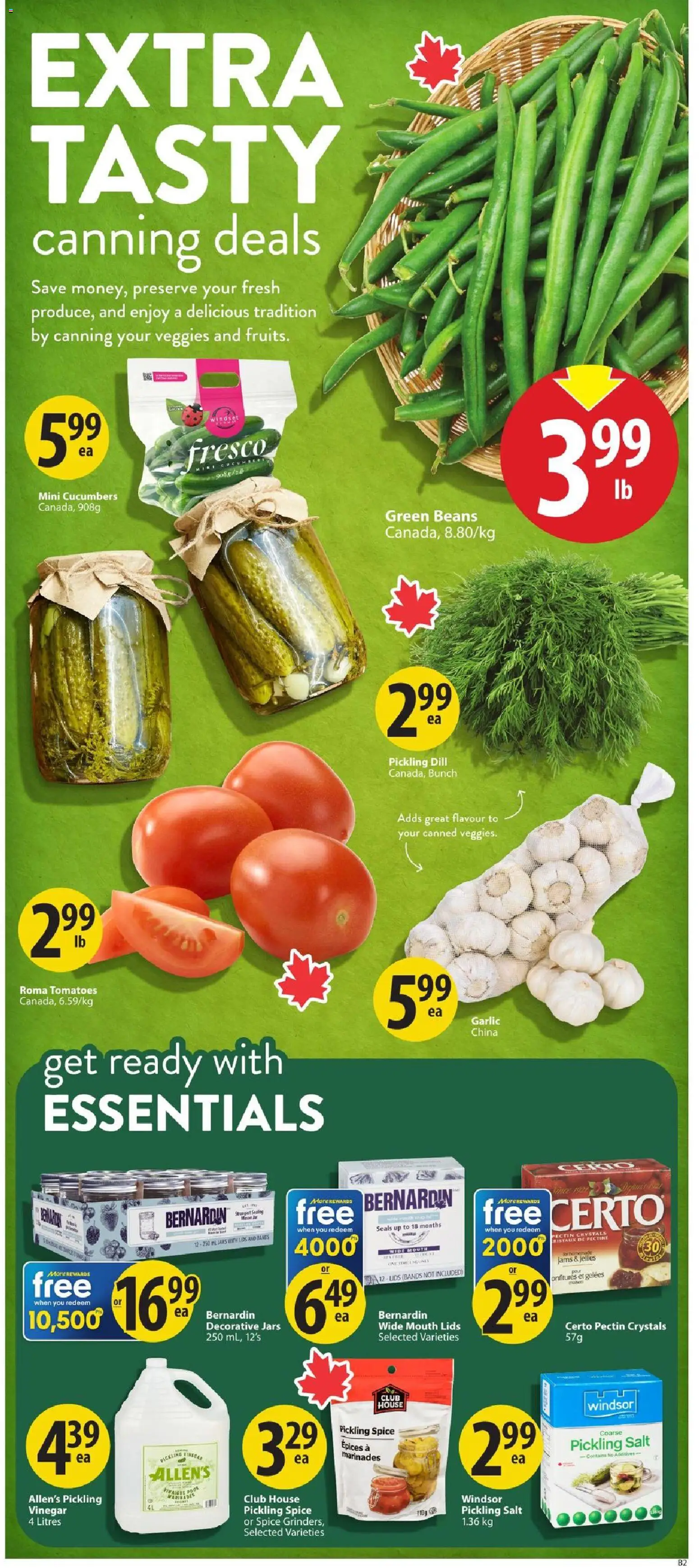 Save on foods flyer valid from Aug 20, 2026 | Page: 3 | Products: Cucumbers, Jams, Garlic, Tomatoes
