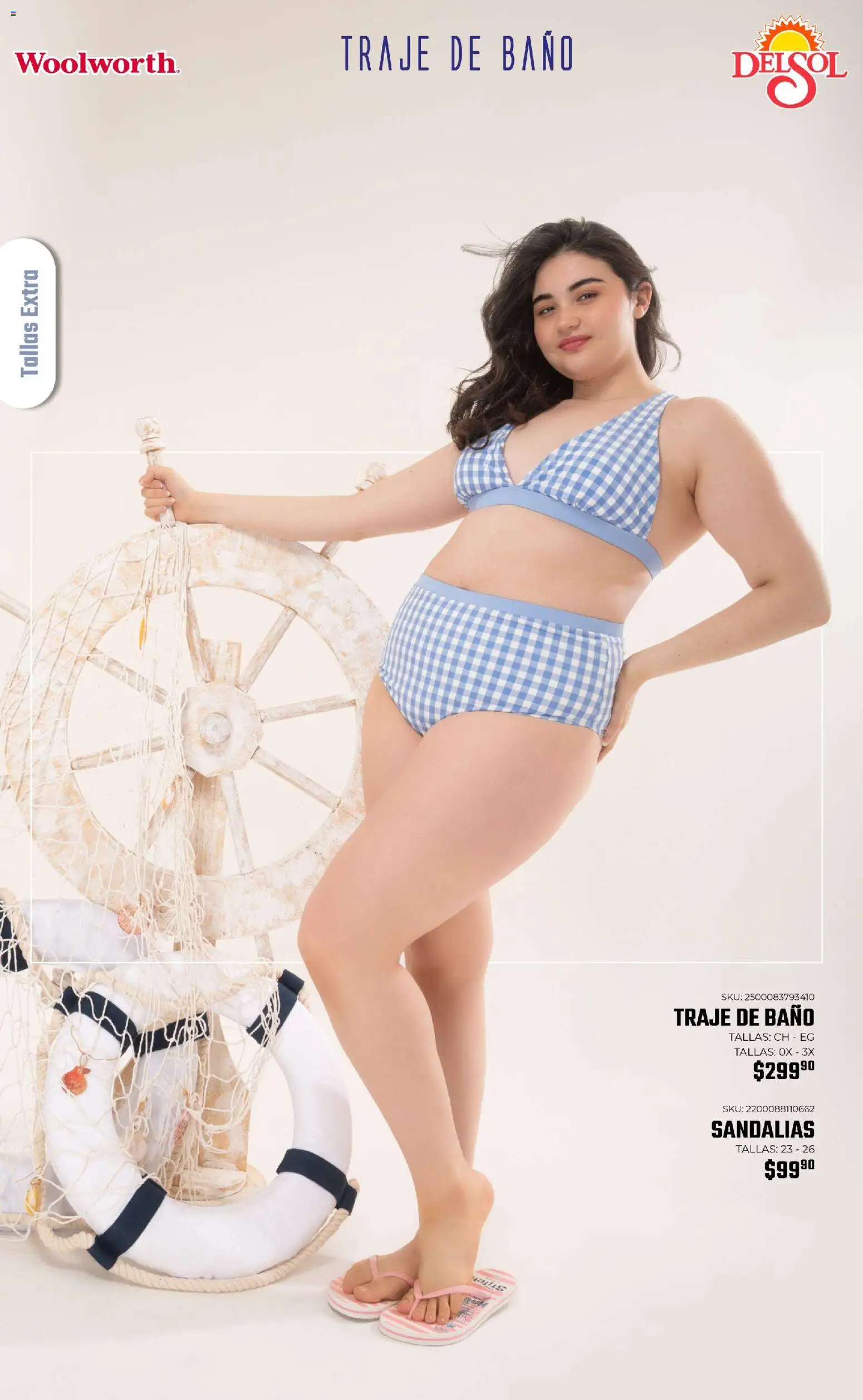 Nuevas ofertas de Del Sol y Woolworth válidas en toda la República Mexicana desde el 19.03.2026. ¡Encuentra las mejores ofertas en Del Sol y Woolworth catálogo Vacaciones 2026 ! | Página: 37 | Productos: Traje, Traje de baño, Sandalias, Baño