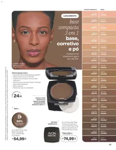 Avon folheto - Campanha 15 - Pré-Visualização do folheto da loja Avon, válido de 21/09/2026 | Página: 47 | Produtos: Corretivo, Pó, Base