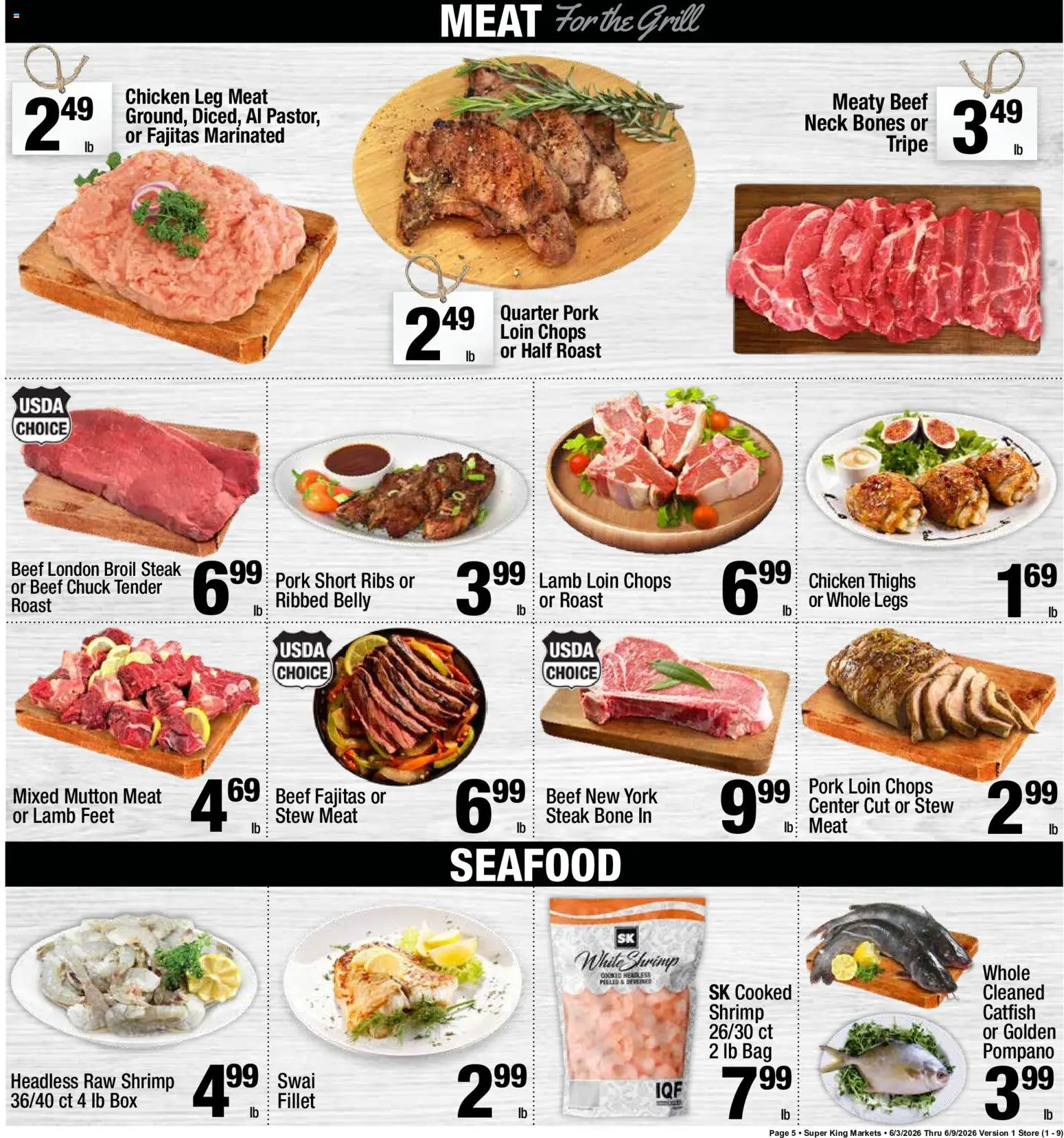Super King Weekly Ad - valid from 03.06.2026 | Page: 5 | Products: Pork, Beef, Seafood, Bag