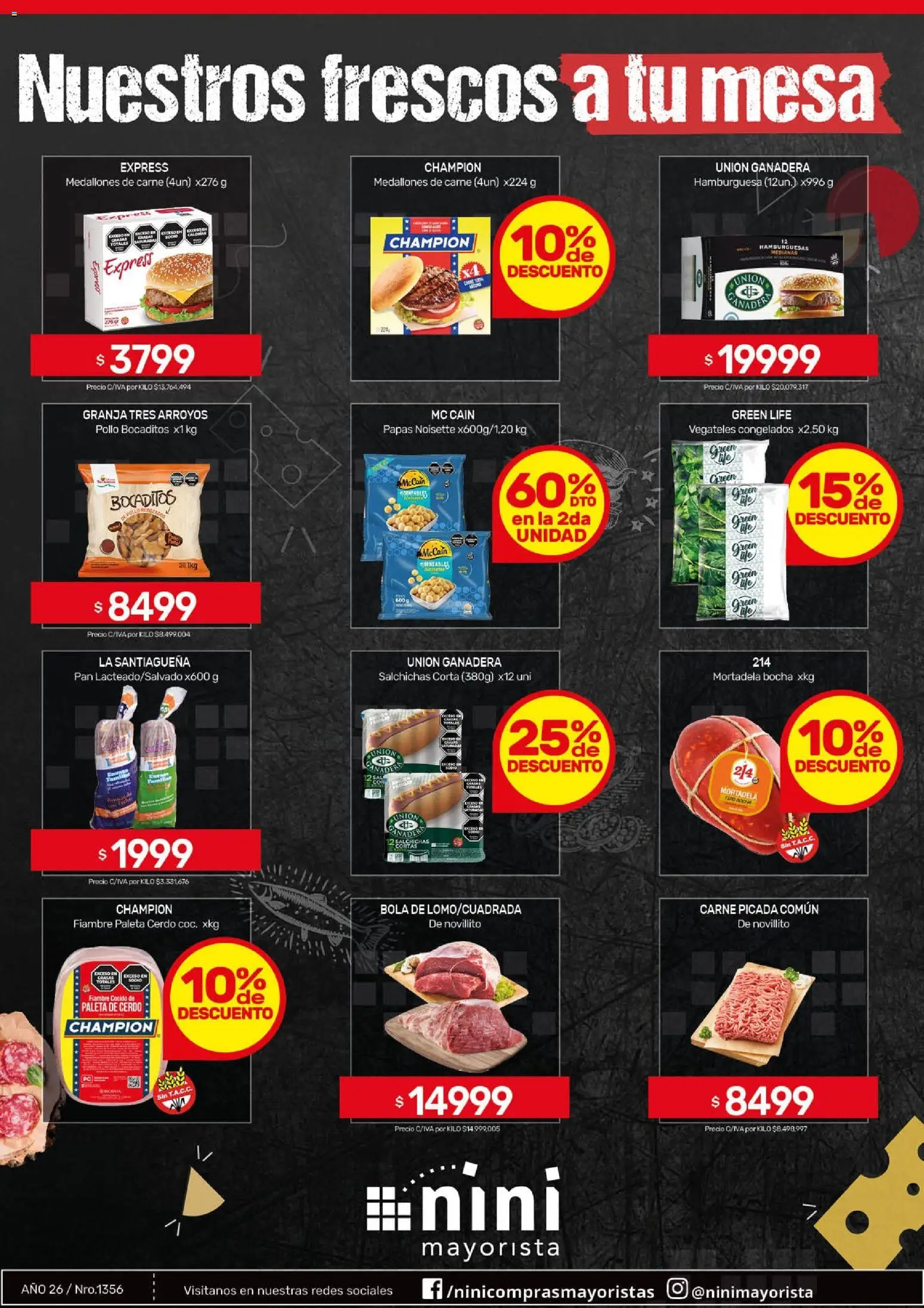 NINI Mayorista Nuestros frescos a tu mesa │ válido desde el 20.04.2026 | Página: 1 | Productos: Mesa, Pollo, Mortadela, Pan