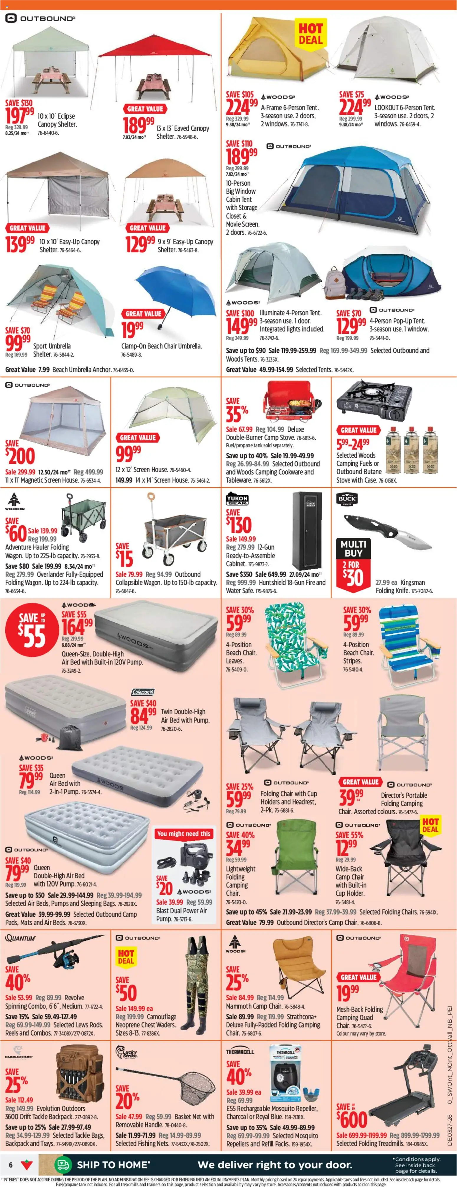 Canadian Tire flyer valid from Jul 2, 2026 | Page: 6 | Products: Stove, Bed, Chair, Basket