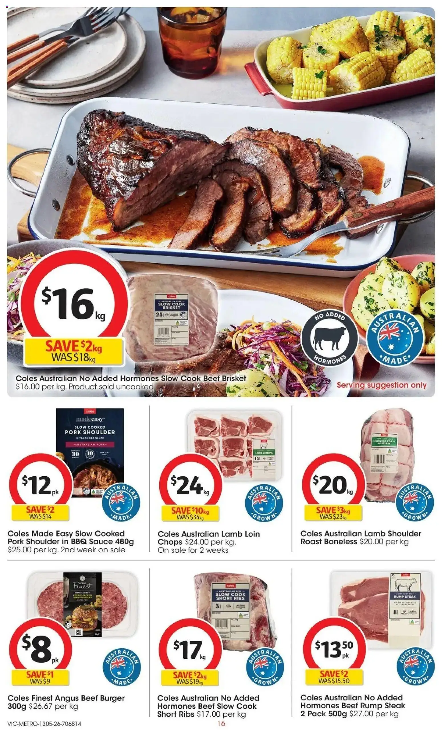 Coles catalogue - valid from 13.05.2026 | Page: 16 | Products: Pork, Beef, Steak, Sauce