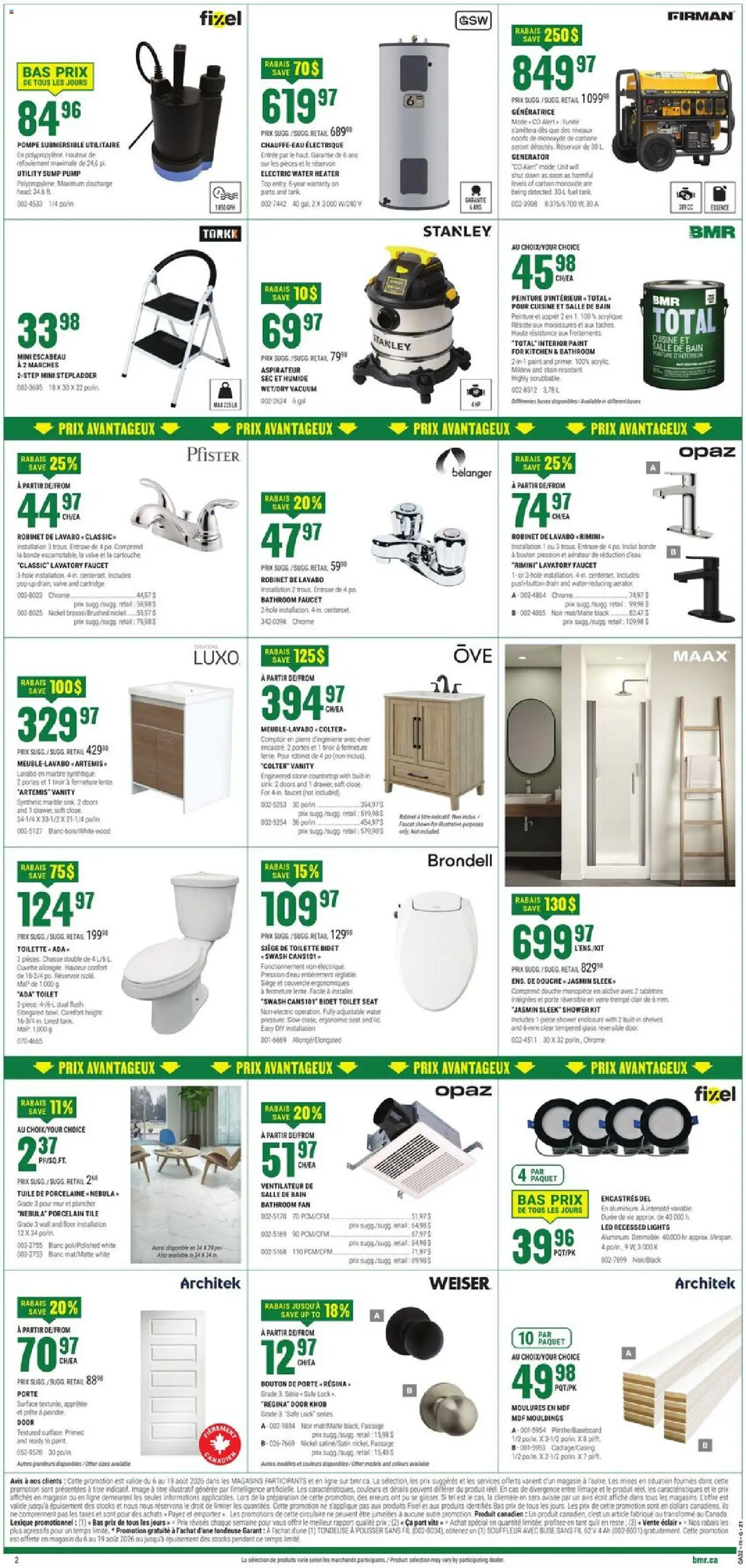 BMR flyer valid from Aug 6, 2026 | Page: 3 | Products: Fan, Toilette, Shower