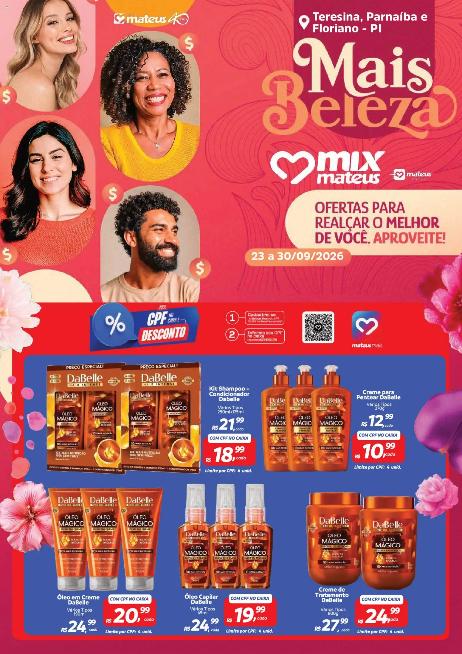 Mateus Folheto - válido de 23/09/2026 | Página: 1 | Produtos: Shampoo, Condicionador, Óleo, Creme