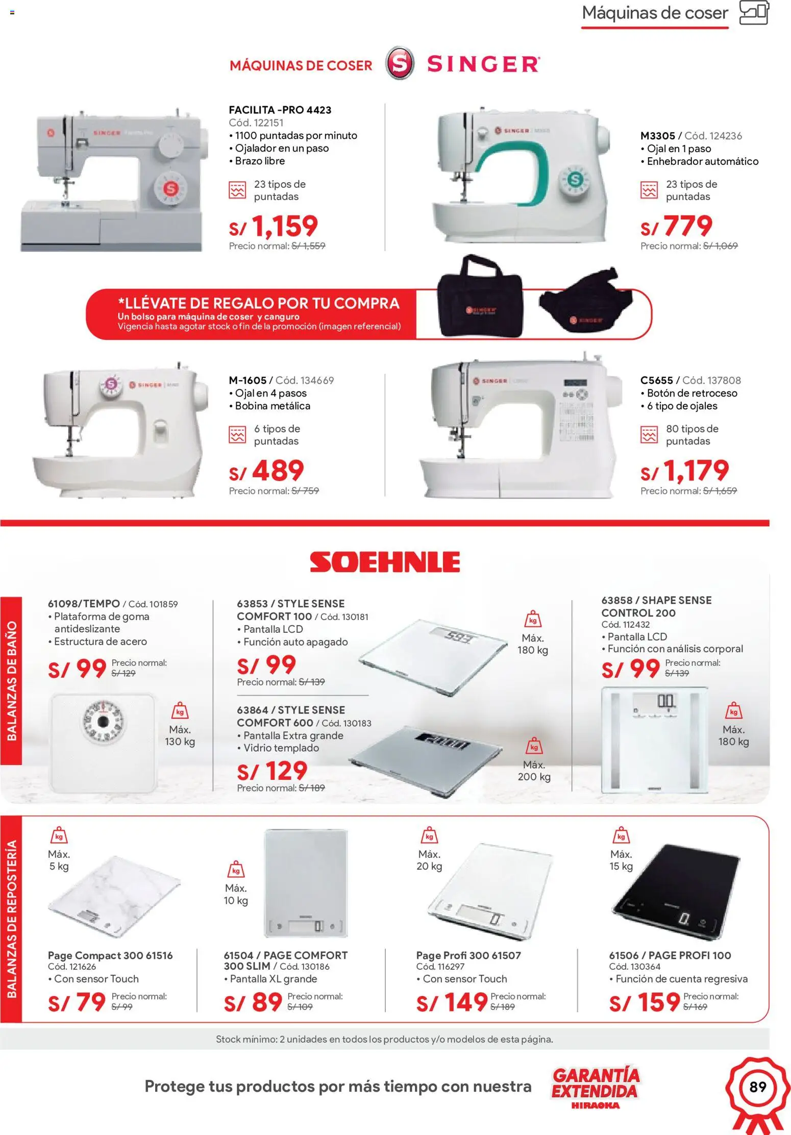 Catálogo Hiraoka válido desde 11/07/2026 | Página: 89 | Productos: Baño, Bolso, Máquina de coser