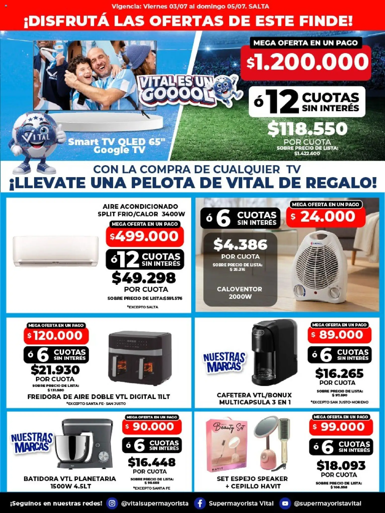 Vital ofertas │ válido desde el 03/07/2026 | Página: 1 | Productos: Aire acondicionado, Espejo, Cepillo, Pelota