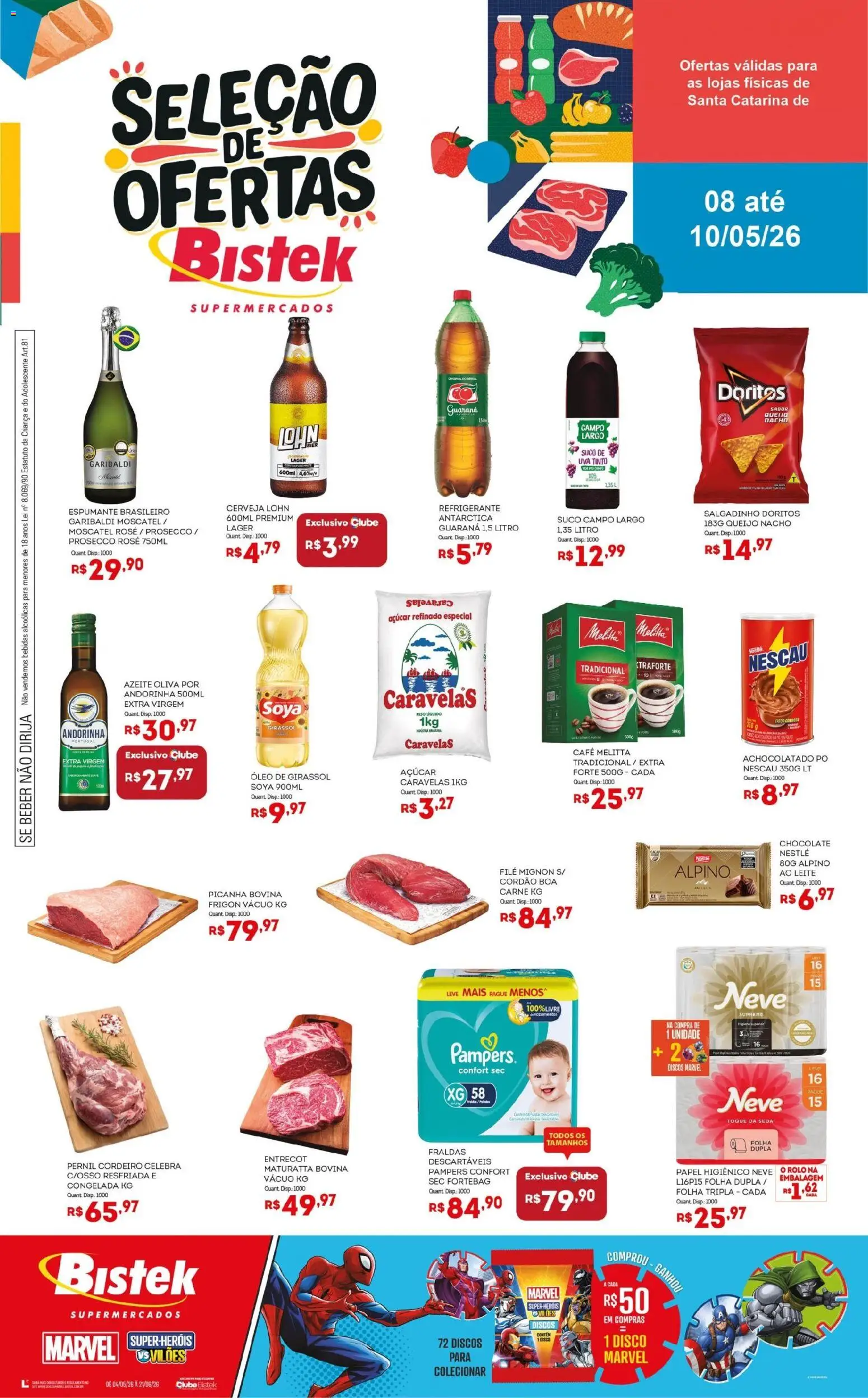 Bistek Supermercados Folheto - válido de 08.05.2026 | Página: 1 | Produtos: Guaraná, Rolo, Espumante, Nescau