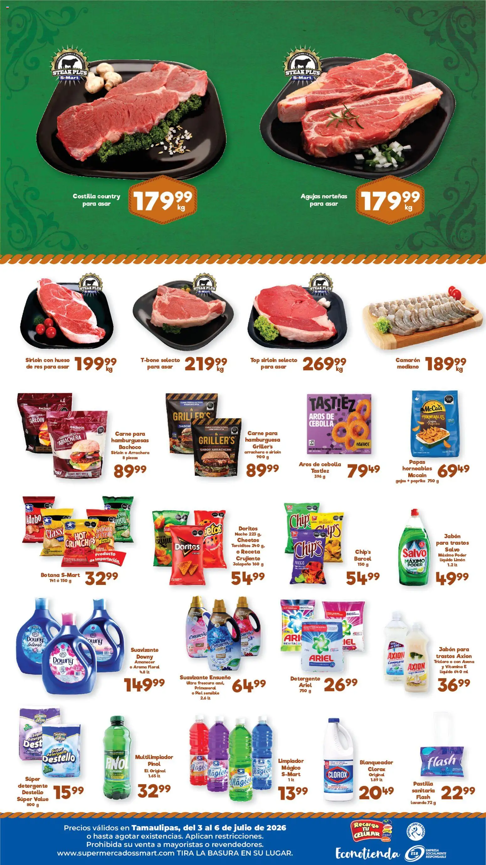 Nuevas ofertas de S-Mart válidas en toda la República Mexicana desde el 03/07/2026. ¡Encuentra las mejores ofertas en S-Mart folleto Ofertas de feria Reynosa! | Página: 2 | Productos: Cebolla, Detergente, Limón, Limpiador