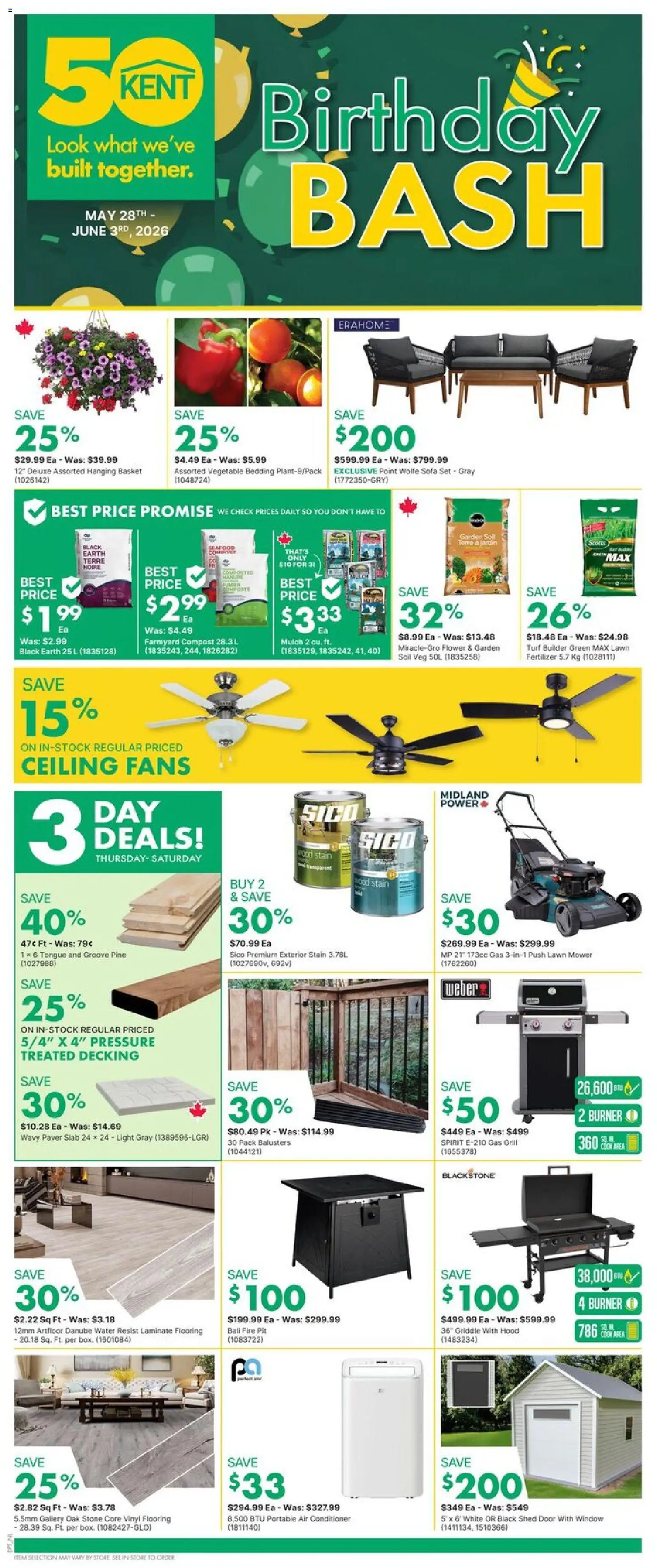 Kent flyer valid from 28.05.2026 | Page: 1 | Products: Grill, Mower, Sofa, Basket