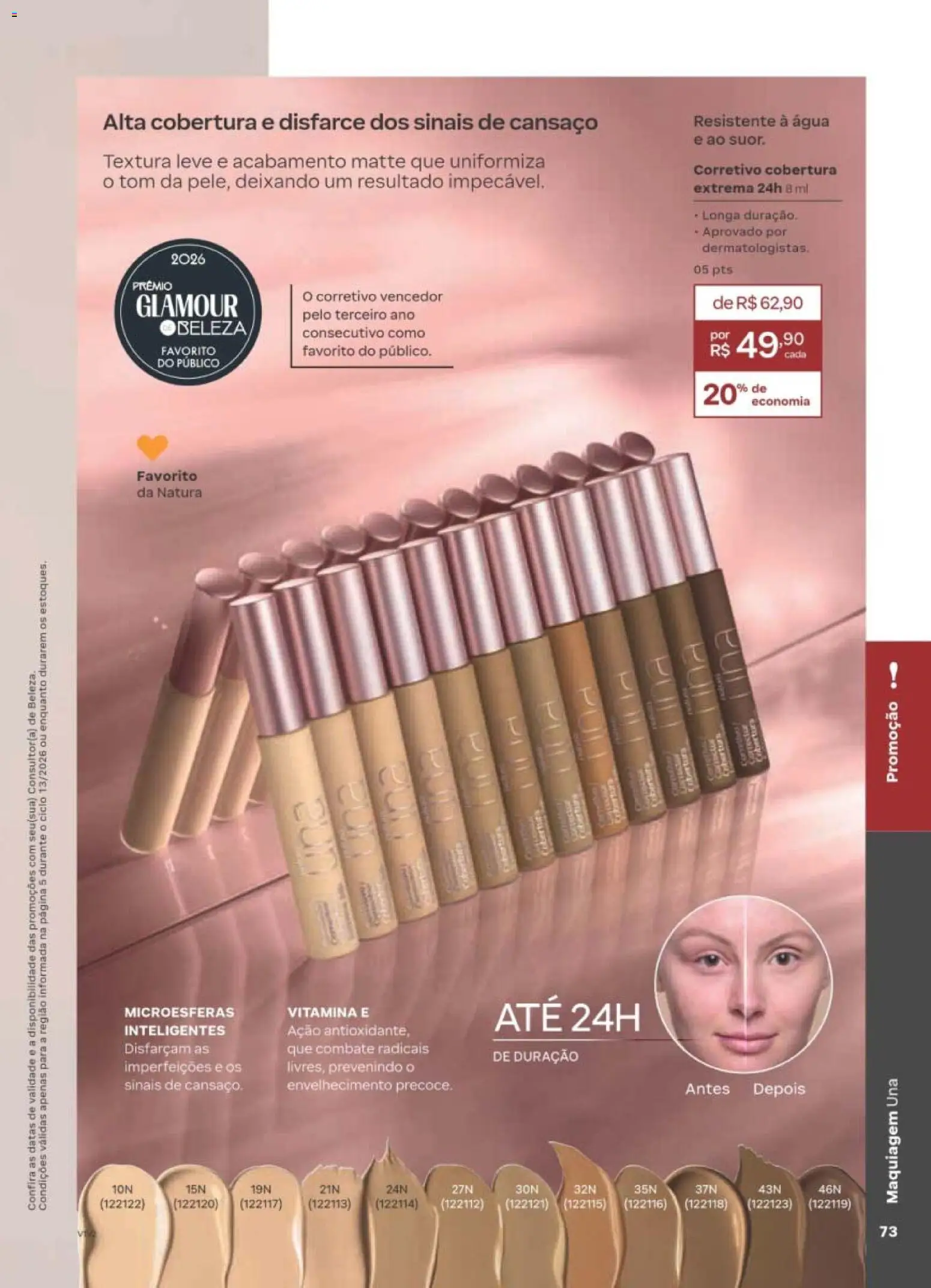 Natura Folheto - válido de 10/08/2026 | Página: 74 | Produtos: Maquiagem, Corretivo, Água