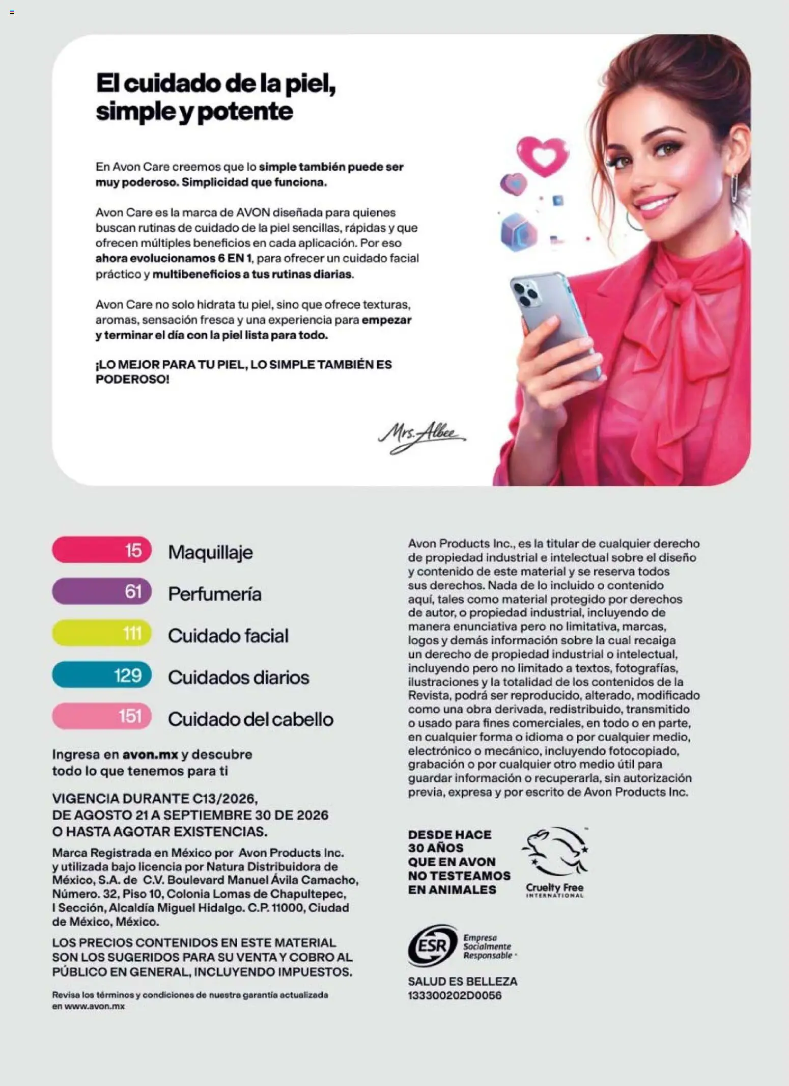 Nuevas ofertas de AVON válidas en toda la República Mexicana desde el 21/08/2026. ¡Encuentra las mejores ofertas en AVON campaña 13 2026! | Página: 10 | Productos: Maquillaje, Sobre