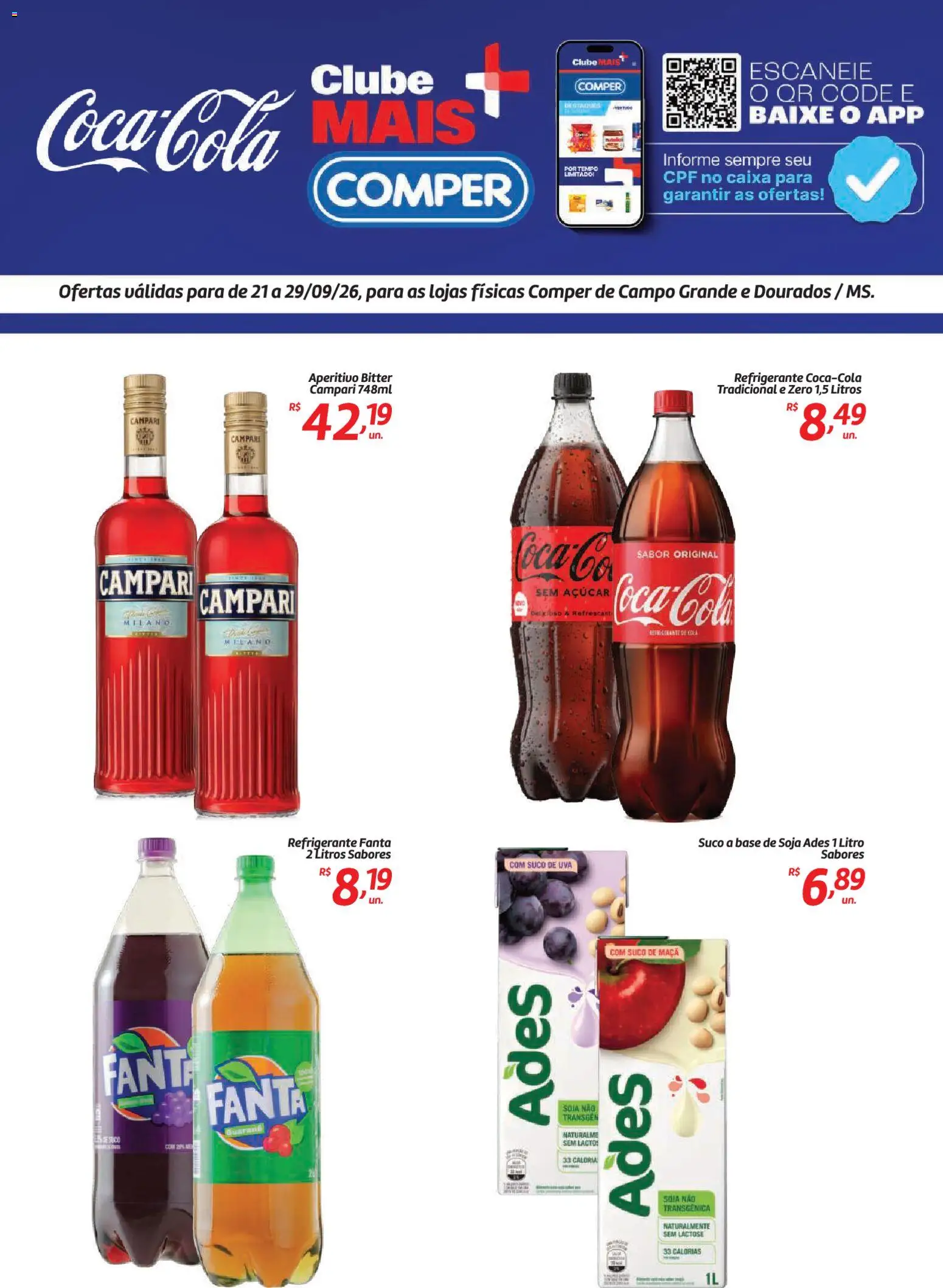 Comper Folheto - válido de 21/09/2026 | Página: 1 | Produtos: Fanta, Cola, Base, Campari