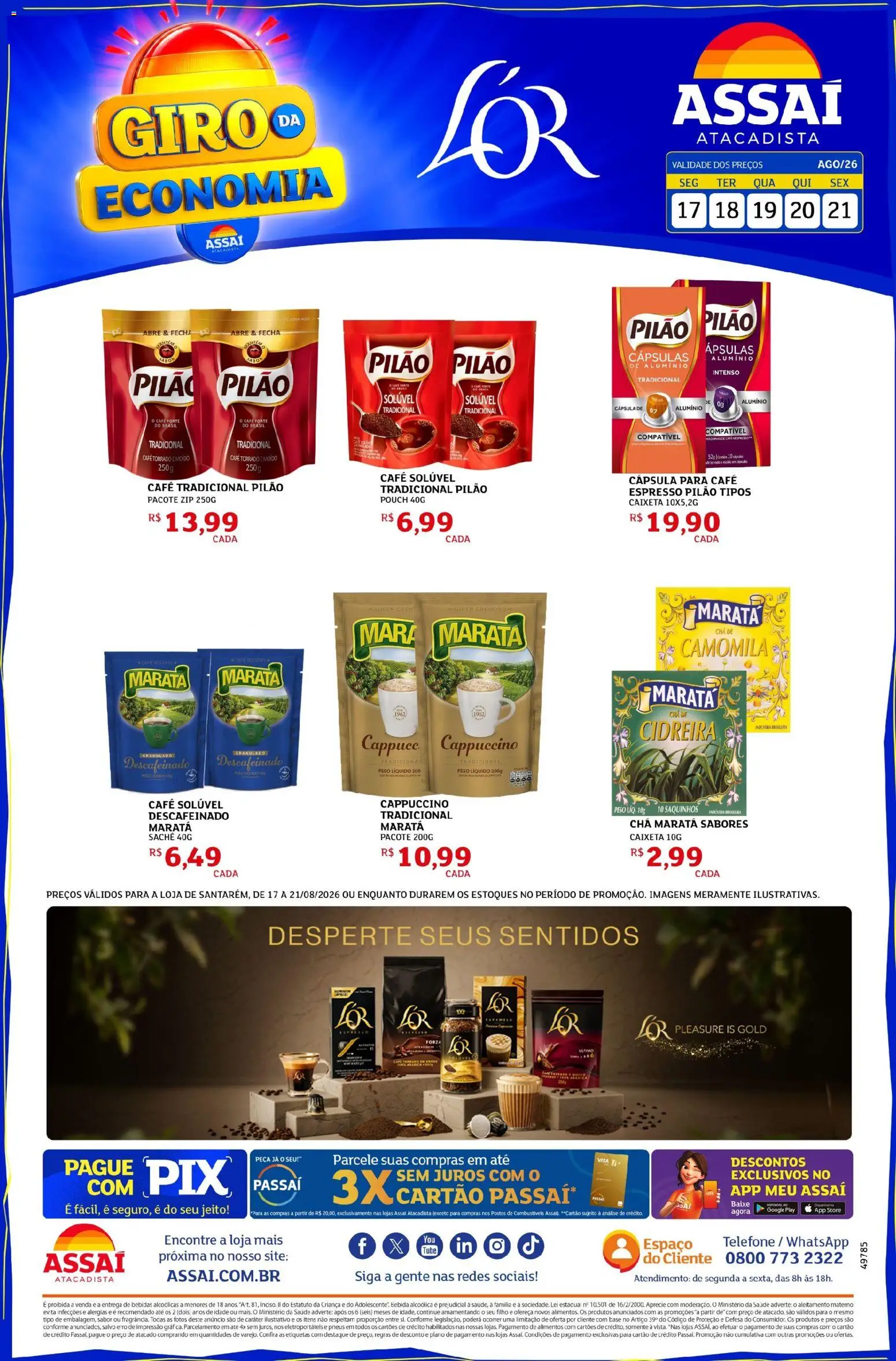 Assaí Atacadista Folheto - válido de 17/08/2026 | Página: 2 | Produtos: Bebidas, Café, Chá, Telefone