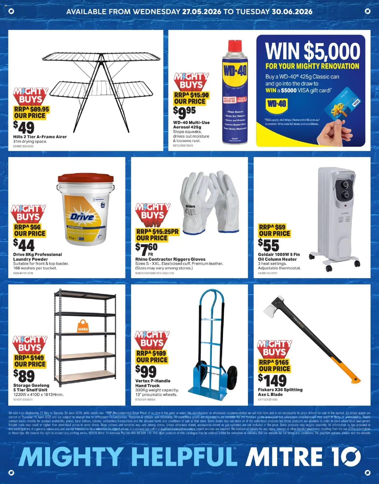 Mitre 10 catalogue - valid from 27.05.2026 | Page: 16 | Products: Heater, Axe, Oil, Weight