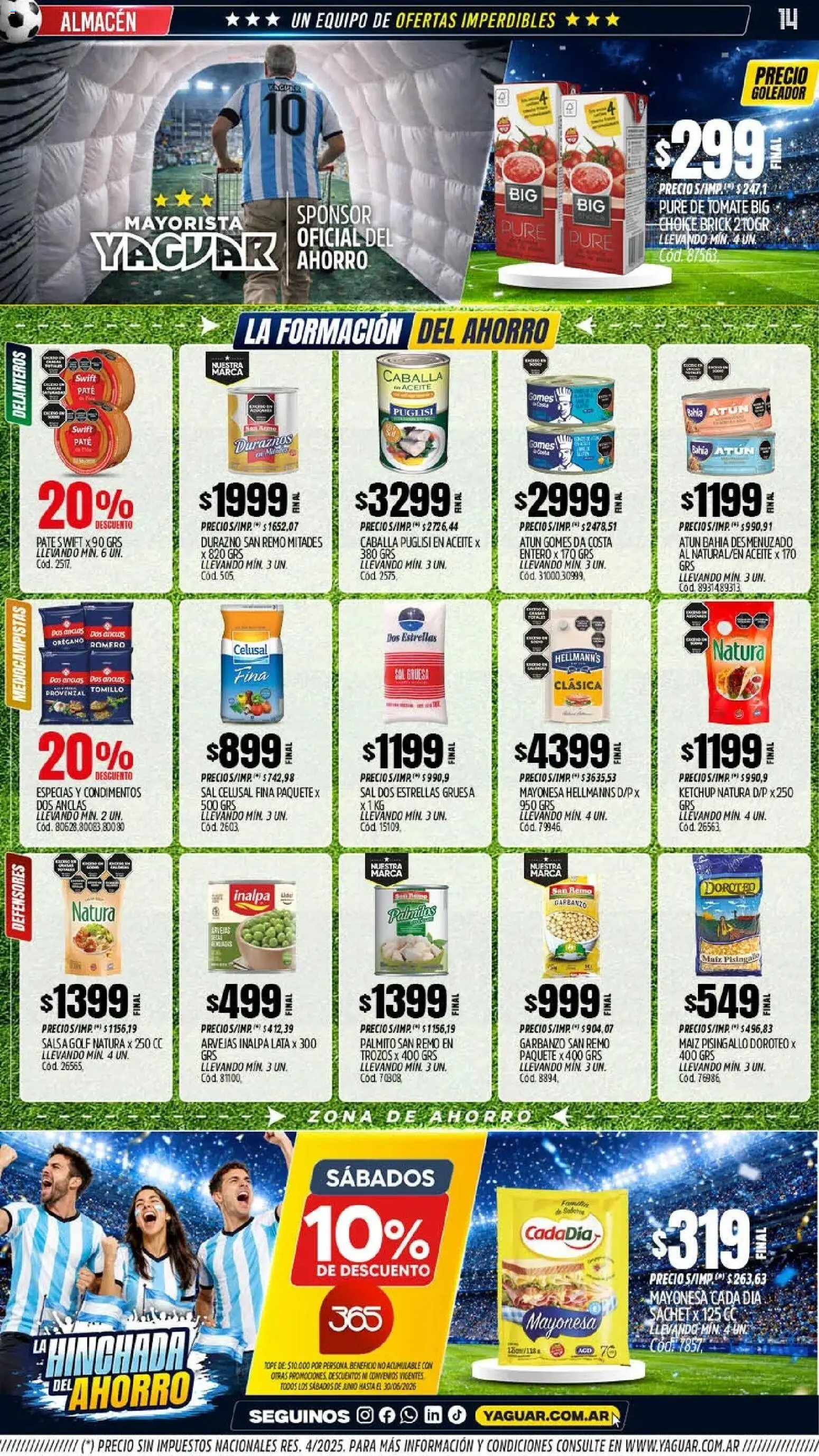 Yaguar catálogo │ válido desde el 01.06.2026 | Página: 14 | Productos: Durazno, Maiz, Paté, Provenzal