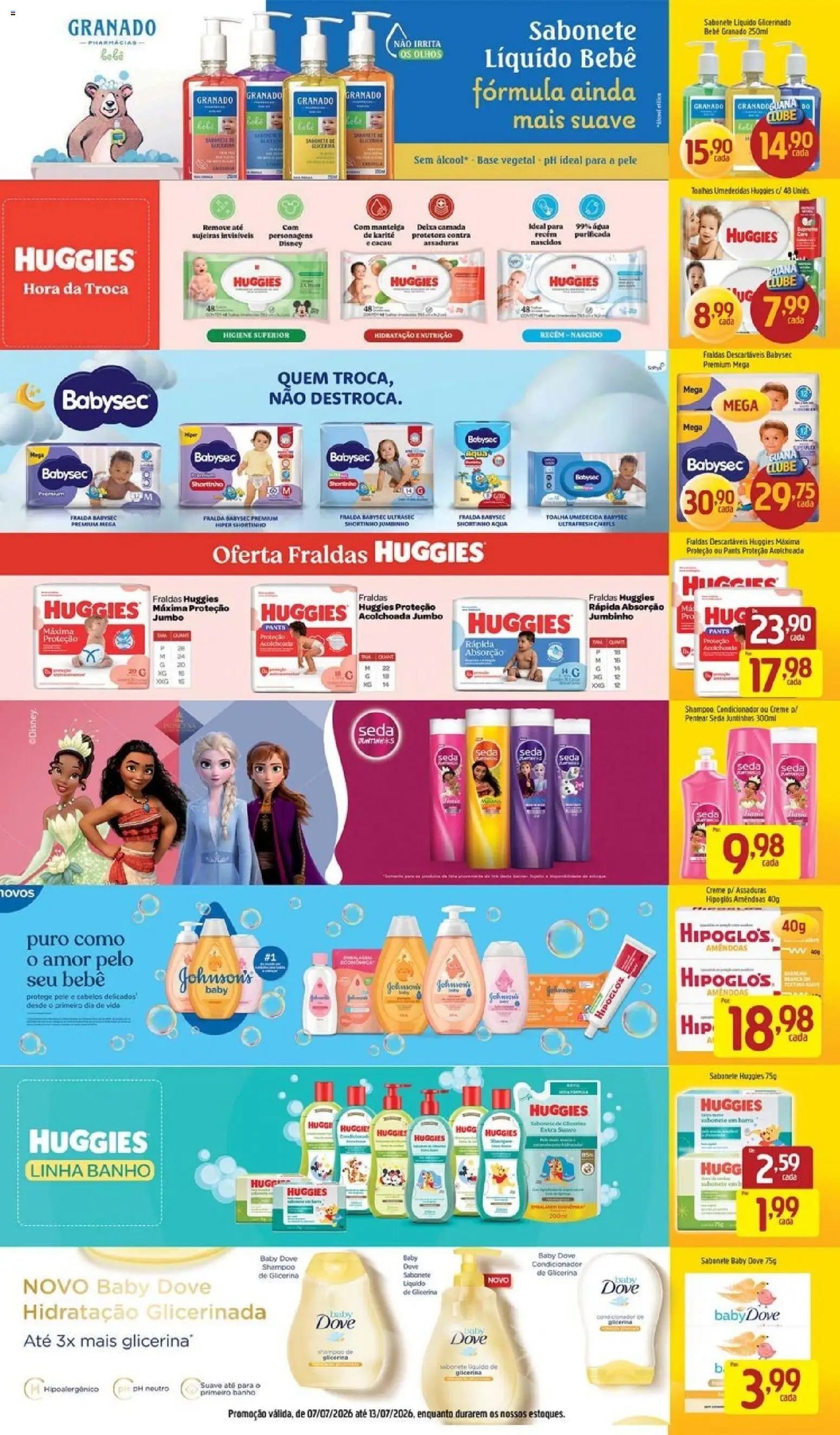 Supermercados Guanabara Folheto - válido de 07/07/2026 | Página: 13 | Produtos: Hipoglós, Condicionador, Ovos, Fraldas