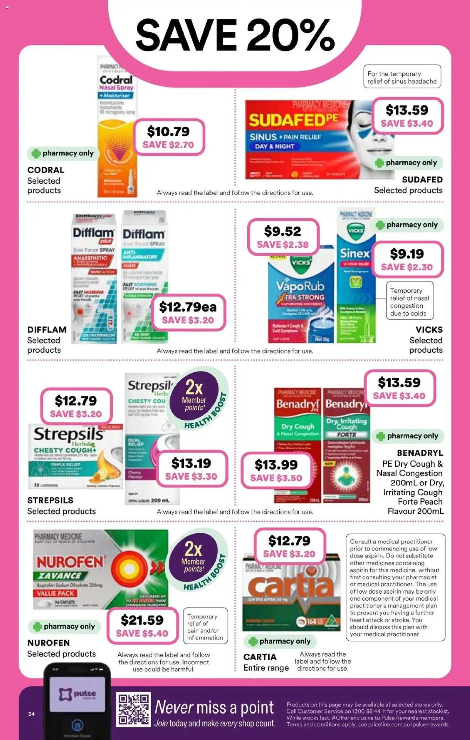 Priceline Pharmacy catalogue - valid from 13/08/2026 | Page: 34 | Products: Moisturiser, Peach, VapoRub, Sinus