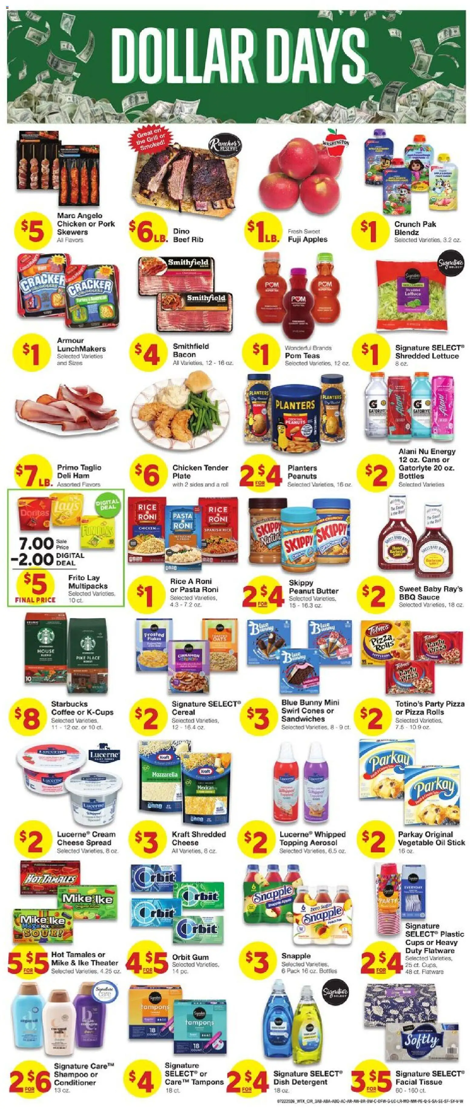 United Supermarkets Weekly Ad - valid from 07/22/2026 | Page: 3 | Products: Ham, Flakes, Peach, Grill